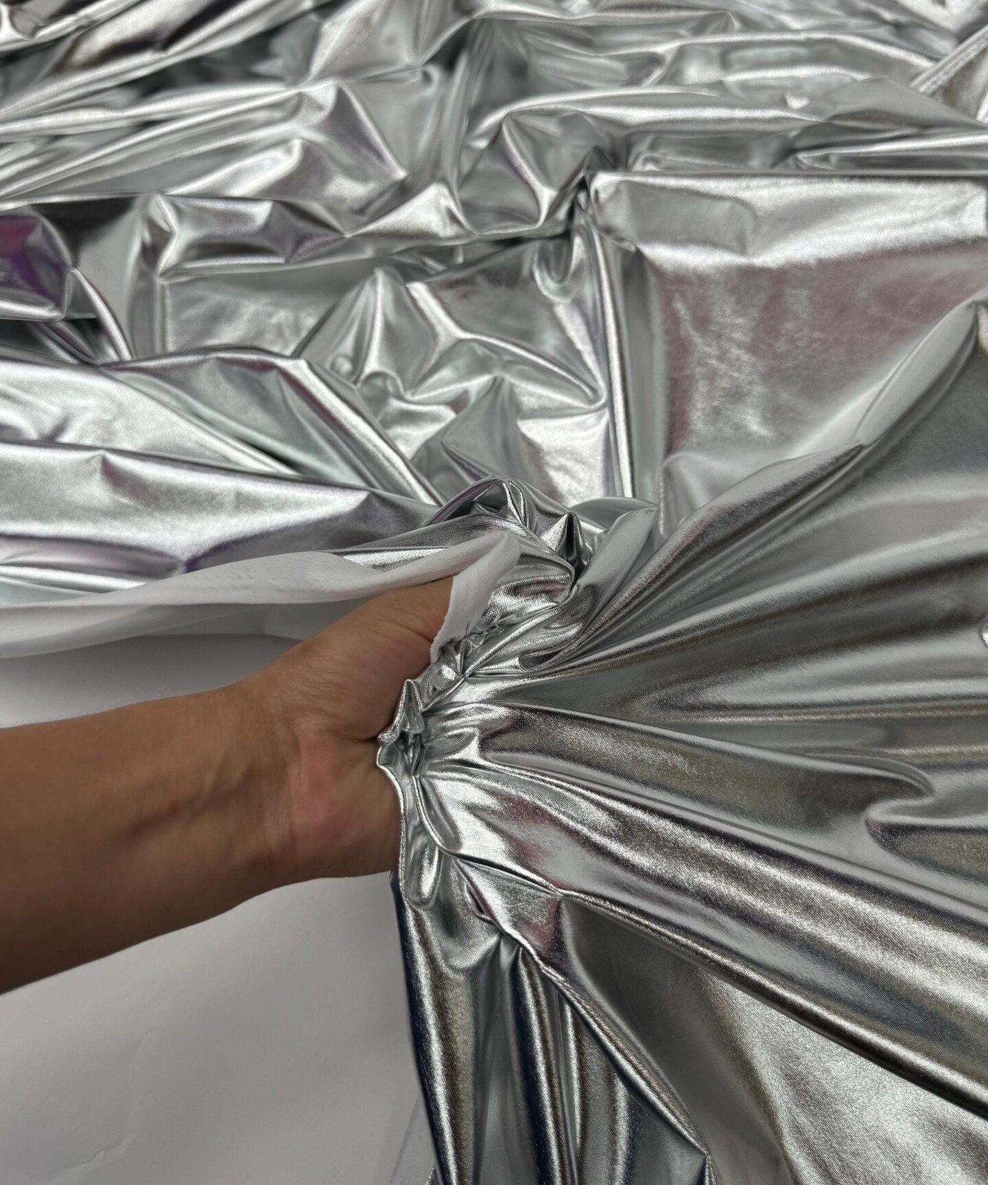 Silver Metallic Gold Foil Lamé Spandex Fabric by the Yard, 60" Wide 4-Way Stretch