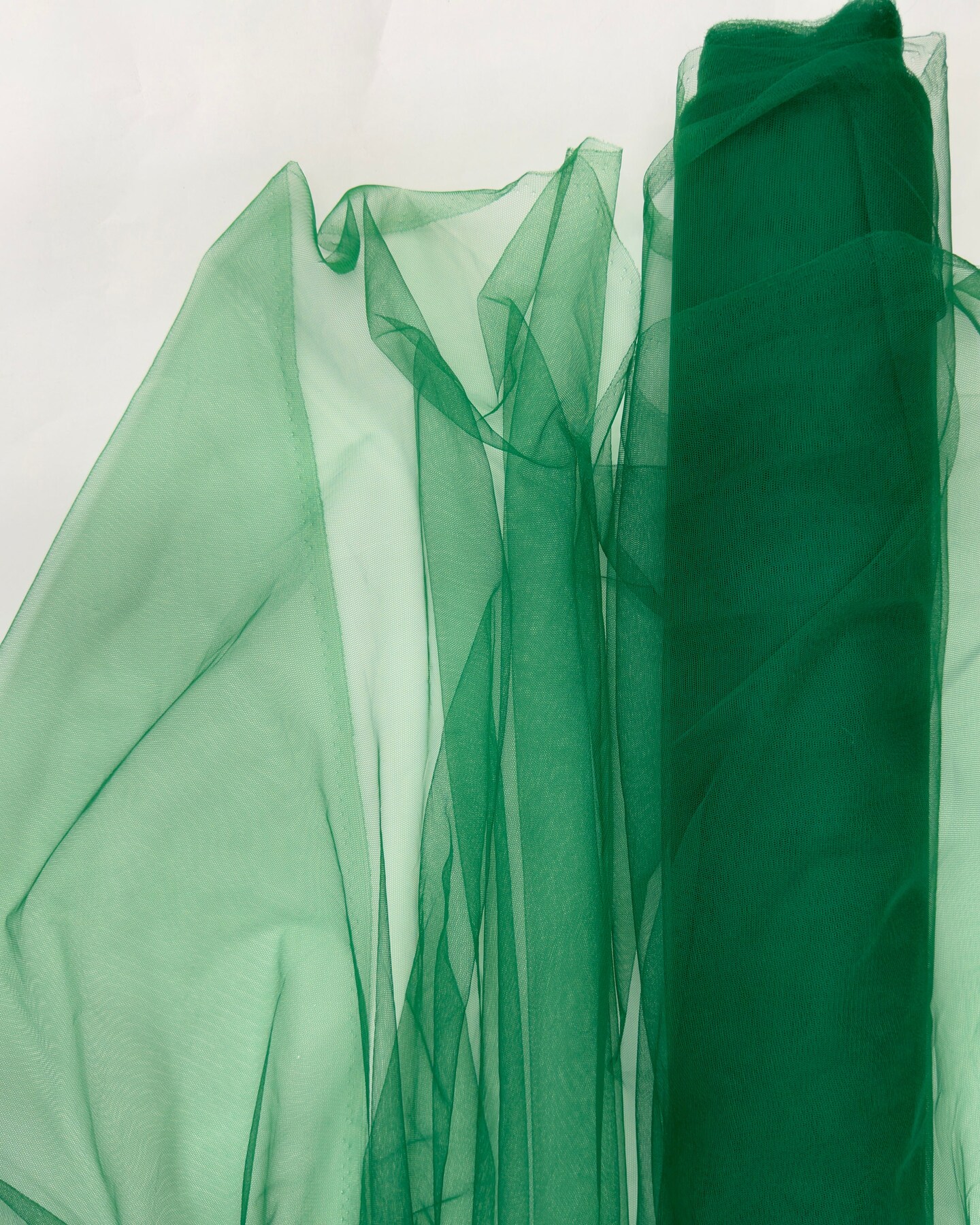 Green Nylon Tulle Fabric by the Yard, 63" Wide Soft Stretch Mesh Fabric for Veils, Wedding Dresses, Decor & Sewing