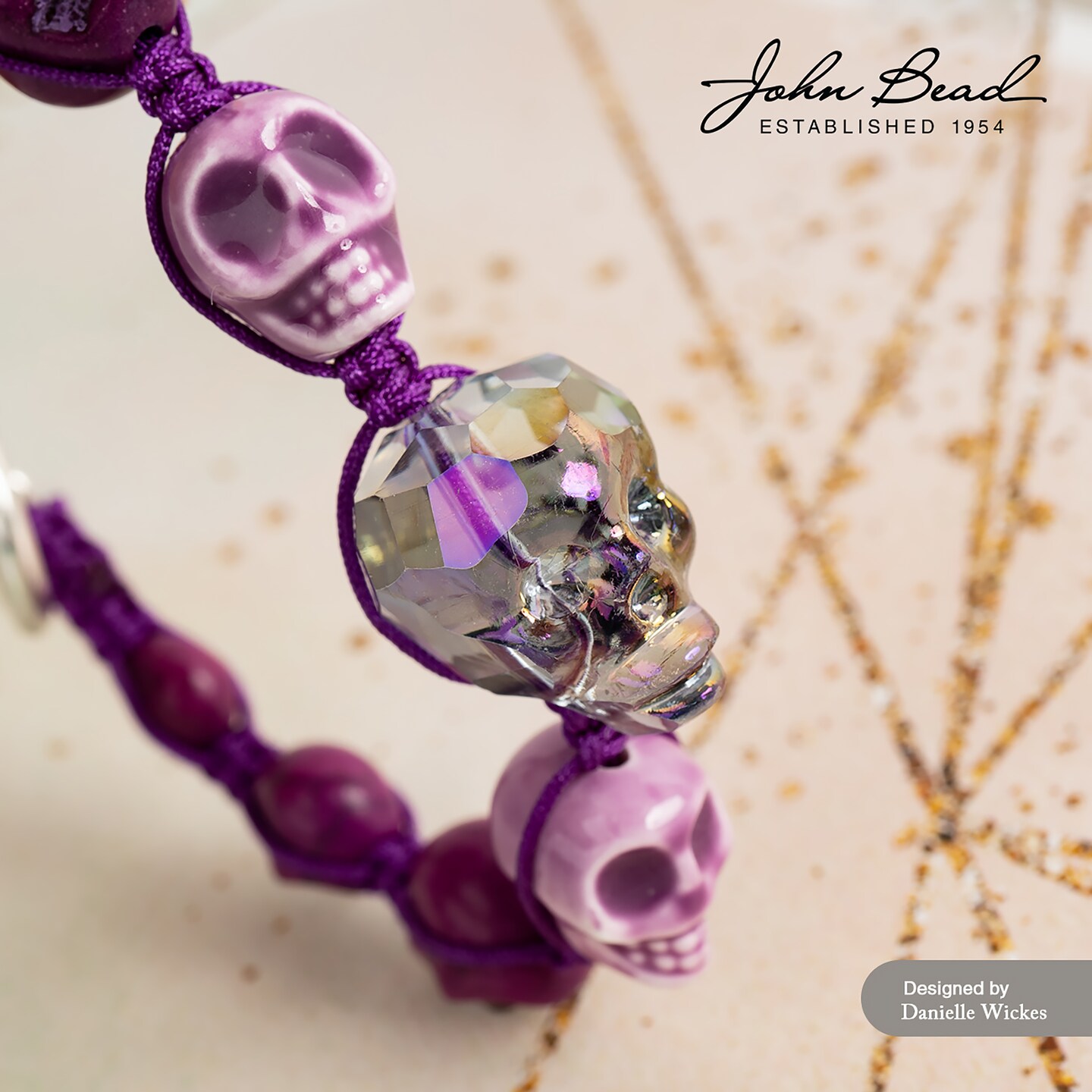 John Bead 6.5in Assorted Halloween Skull Bead Strand