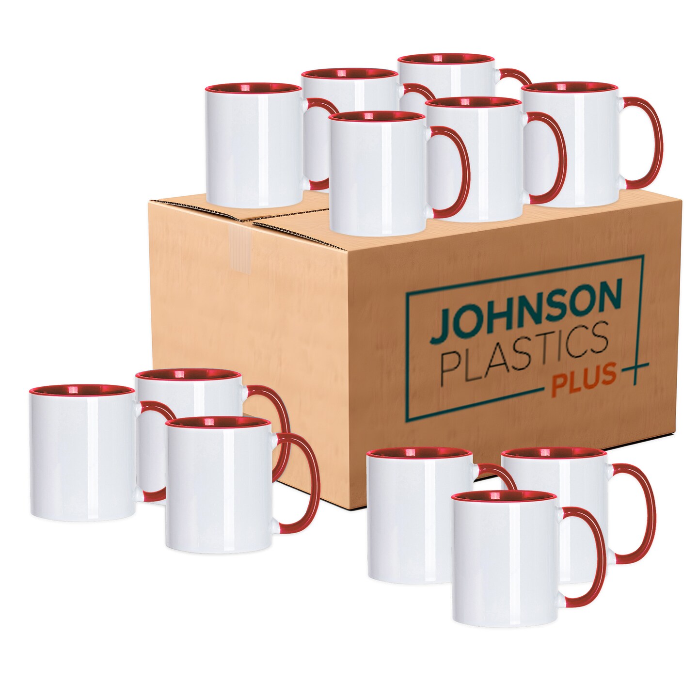 11oz Sublimation Mugs with Colored Handles &#x26; Interiors | Tazas para Sublimar, Bulk Mugs for Custom Designs &#x26; Branding | White Mugs Set of 12 or Case of 36