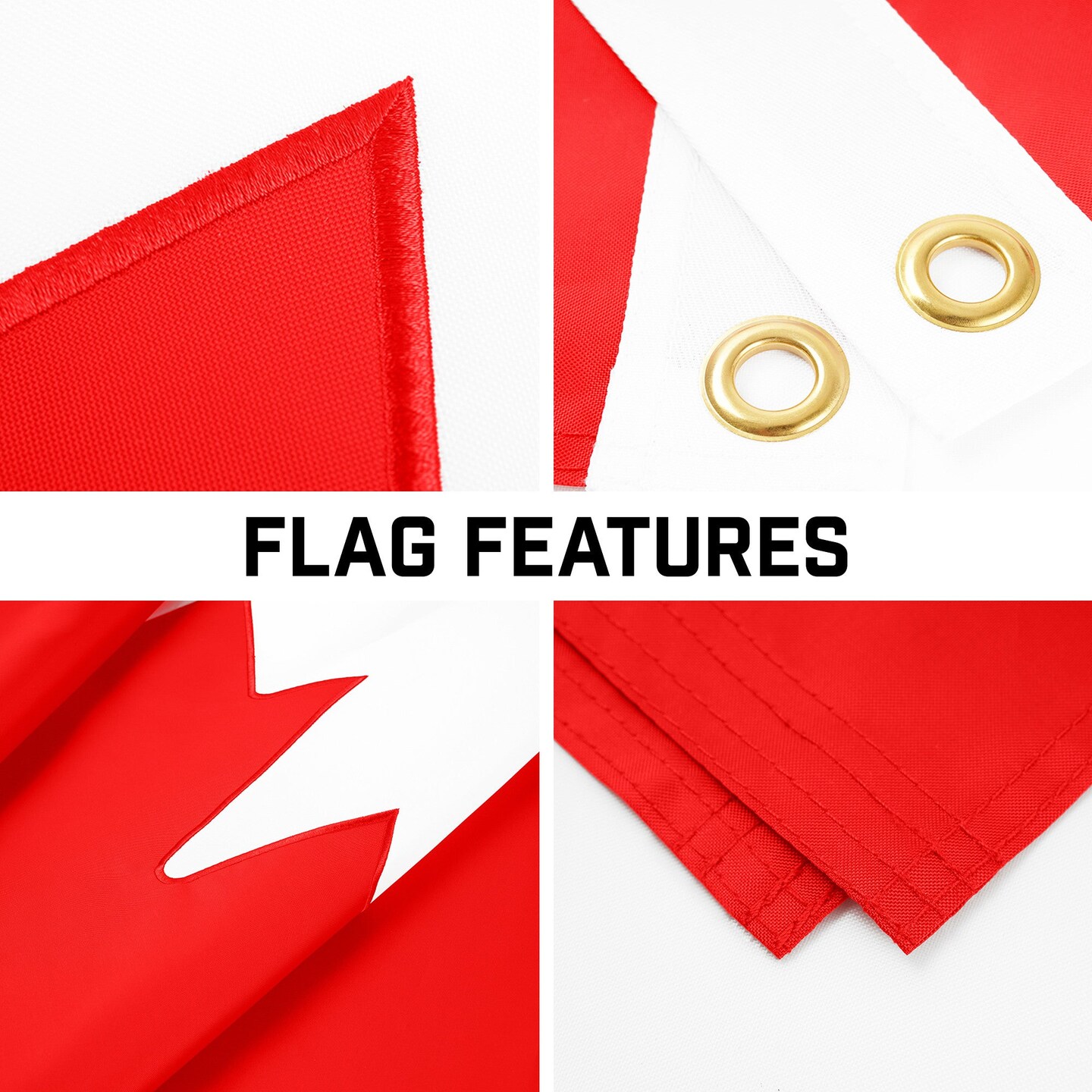G128 Combo Pack: 16 Ft Telescoping Aluminum Flagpole (Black) &#x26; Canada Canadian Flag 3x5 Ft, ToughWeave Series Embroidered 300D Polyester | Pole with Flag Included