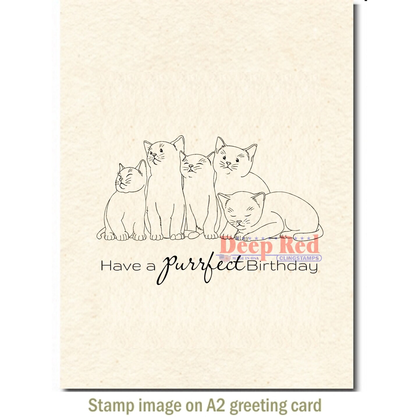 Deep Red Stamps Purrfect Birthday Rubber Cling Stamp