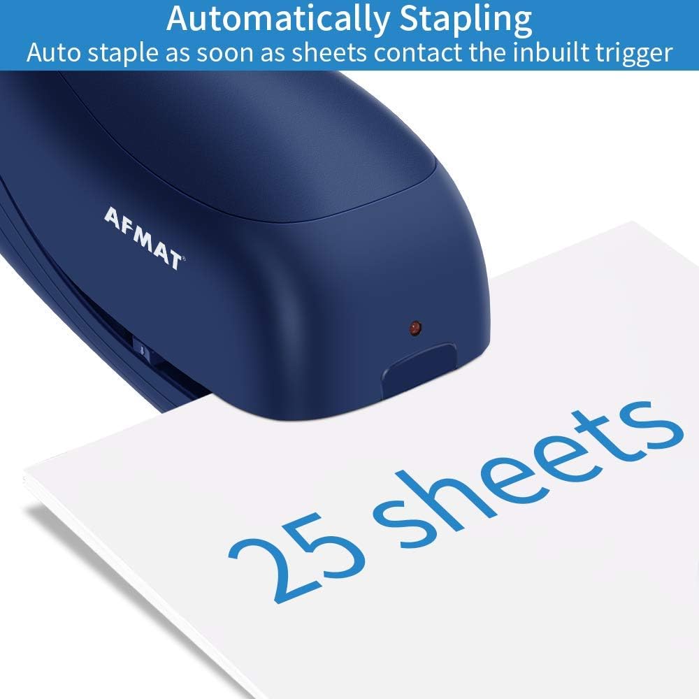 Electric Stapler, Automatic Stapler for Desk, Electric Stapler Desktop, AC or Battery Powered Stapler Heavy Duty, with Reload Reminder &#x26; Release Button, 25 Sheets Capacity, Blue