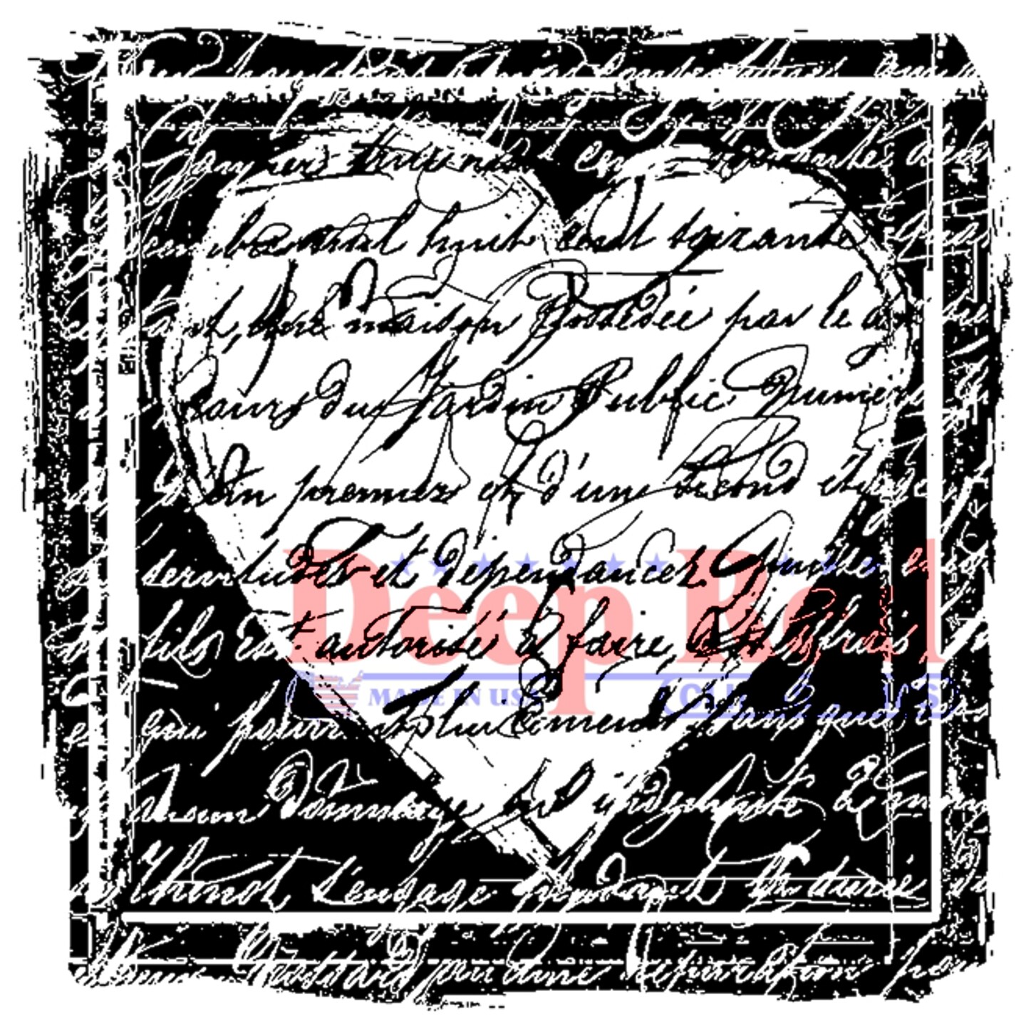Deep Red Stamps Heart Script Rubber Cling Stamp