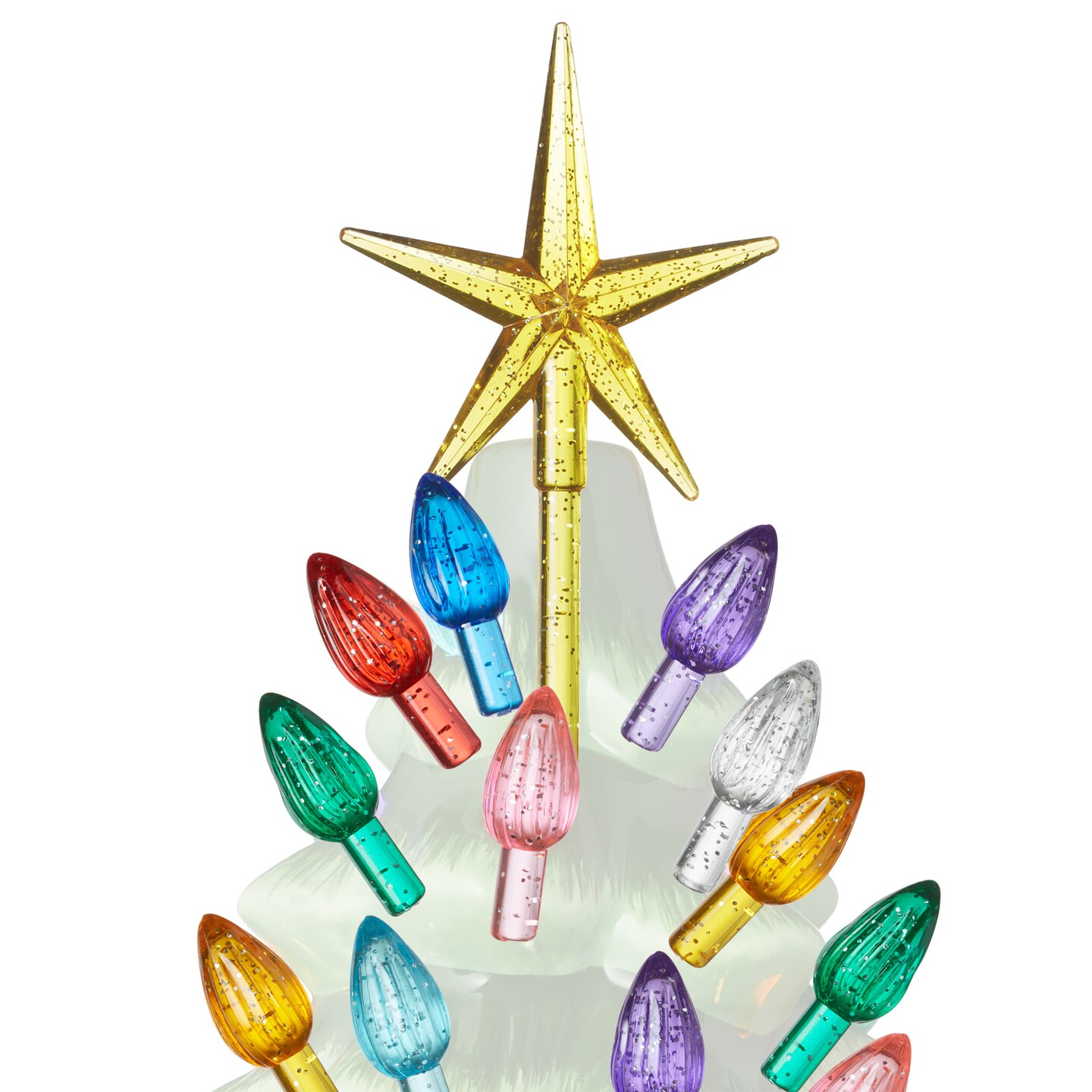 Casafield Ceramic Christmas Tree Replacement Lights - 108 Multi-color with Glitter Bulbs and 3 Star Toppers