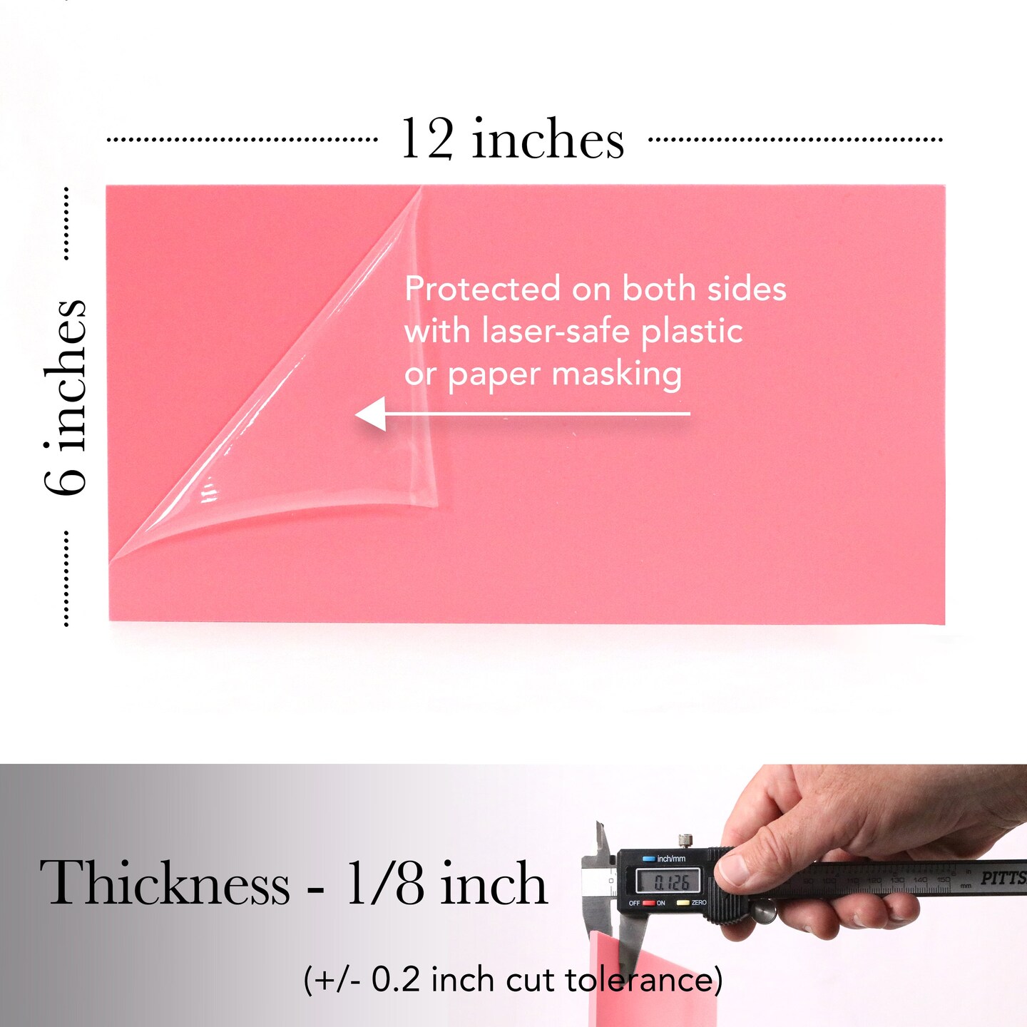 Cast Acrylic in a Variety of Solid Opaque Colors, 2.6mm (1/8th Inch), CO2 Laser & Glowforge Performance Series Ready, Craft Closet Brand, 12x12, 12x19, 12x6,