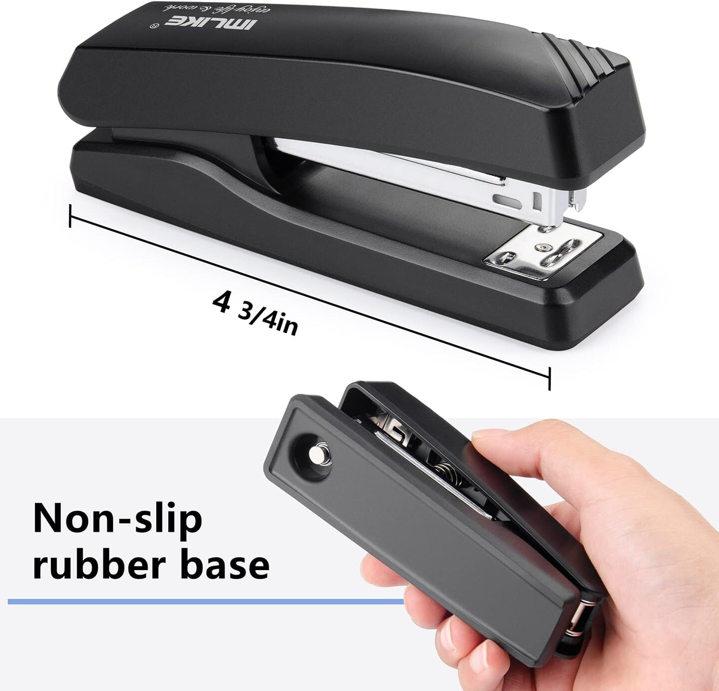 Desktop Office Stapler with 2000 Staples: Half Strip Desk Staplers, take 26/6 Staples 25 Sheets Capacity, Metal Construction, Non-Slip Base, Black, 2-Pack
