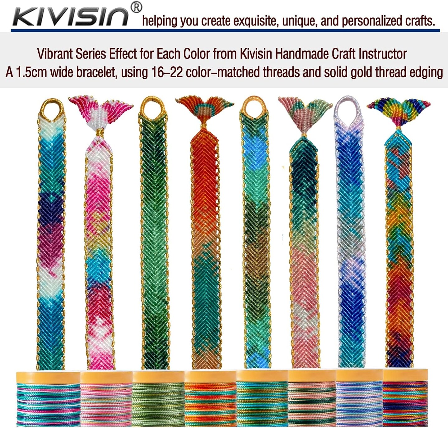 Variegated Waxed Thread 8 Vibrant Color, 0.5mm Wax Coated String 82Yards/Spool, Polyester Wax Cord for Micro Macrame, Bracelets Braiding, Jewelry Making, Beading, Knoting and Kumihimo