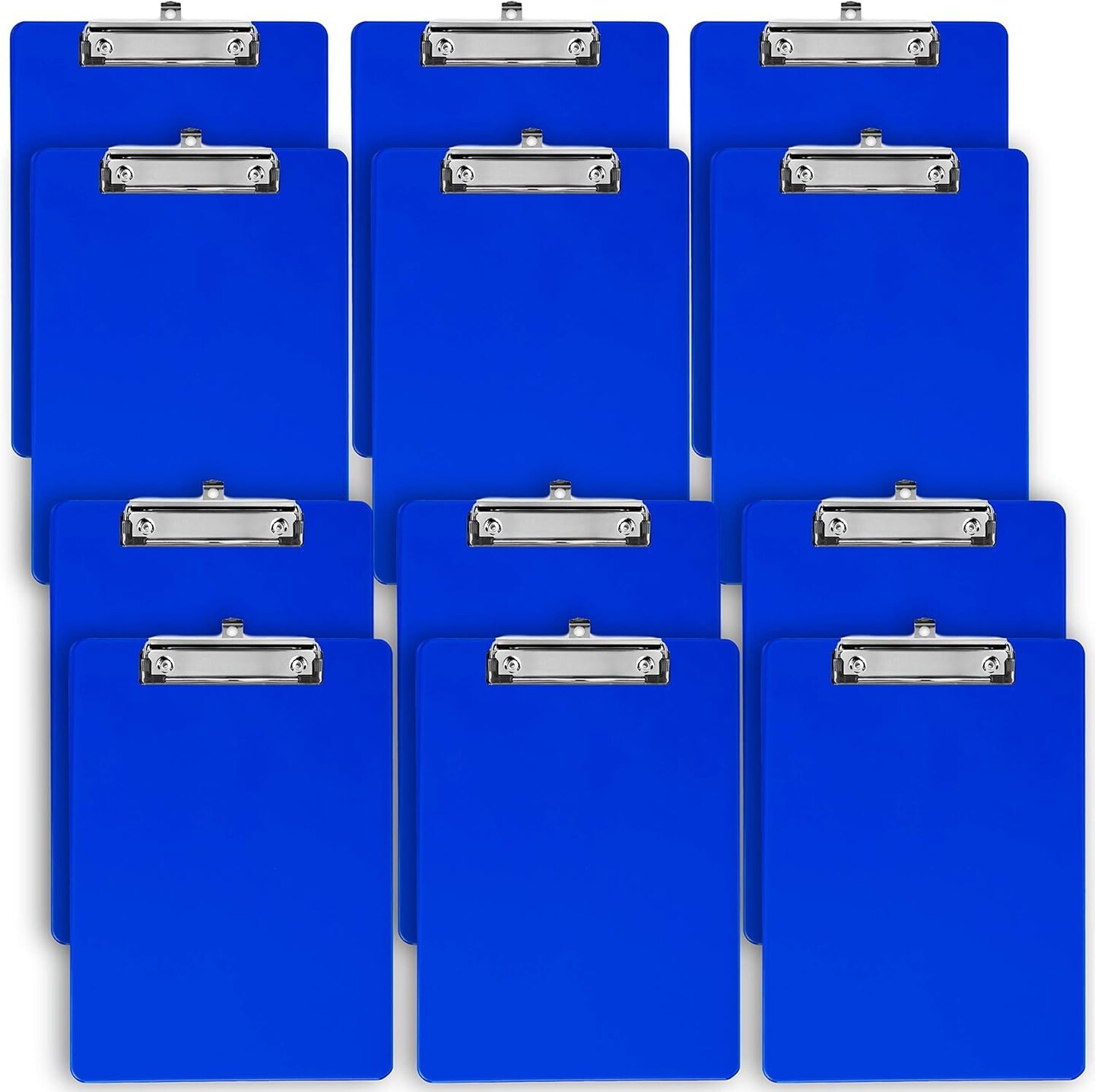 Blue Plastic Clipboard with Low Profile Clip (Pack of 12) - Letter Size Clipboard Blue with Flat Clip, A4 Size Acrylic Clipboard for Boys and Girls | Cute Aesthetic College &#x26; Back to School Supplies