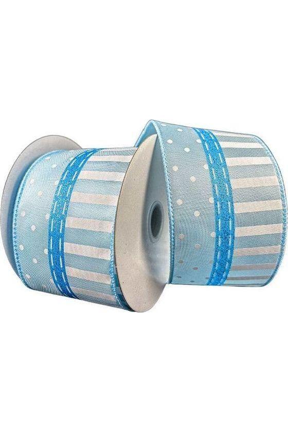 2.5&#x22; Dots and Stripes Whimsy Ribbon: Blue &#x26; White (10 Yards)