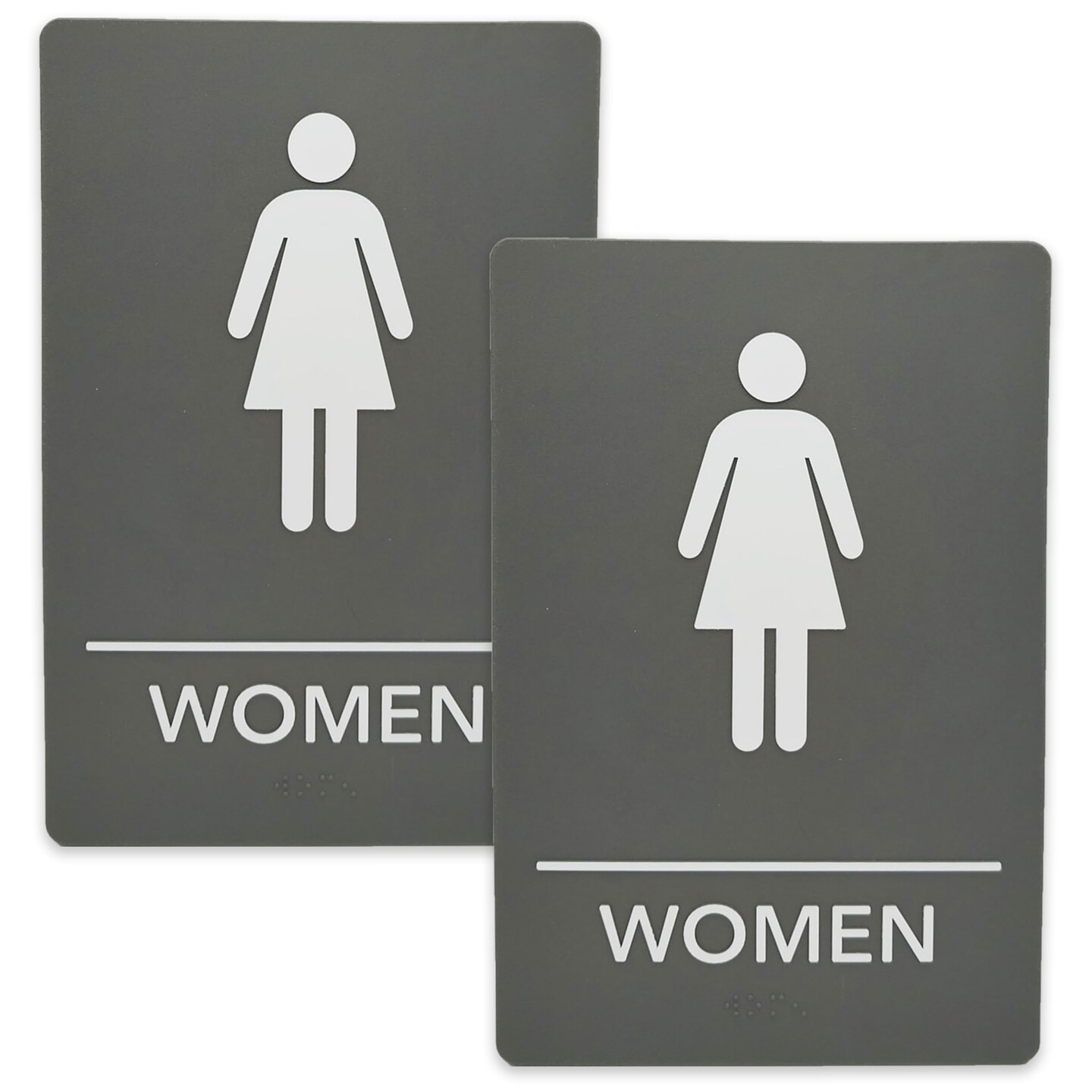 ADA-Compliant Wayfinding Signs &#x2013; Durable, Non-Glare, Scratch-Resistant &#x26; Ready to Install. Featuring Grade 2 Braille &#x26; Raised Tactile Text, These Premade Signs Ensure Easy Compliance for Businesses 2 Pack