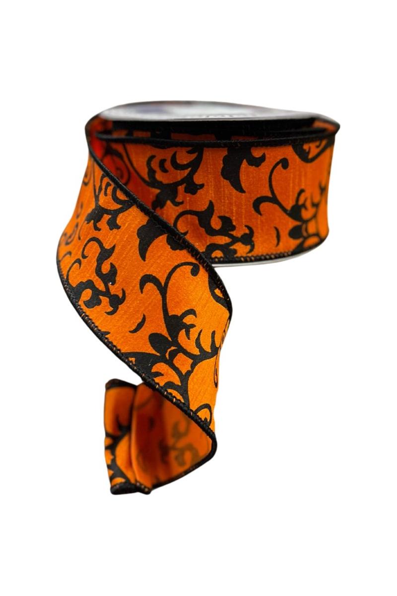 2.5&#x22; Halloween Scroll Ribbon: Orange &#x26; Black (10 Yards)