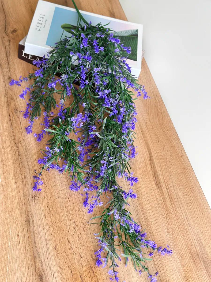 2 pack Fake Hanging Lavender Flowers Artificial Hanging Plants Wall Purple Faux Ferns Room Home Garden Decor Indoor Outdoor Decorations