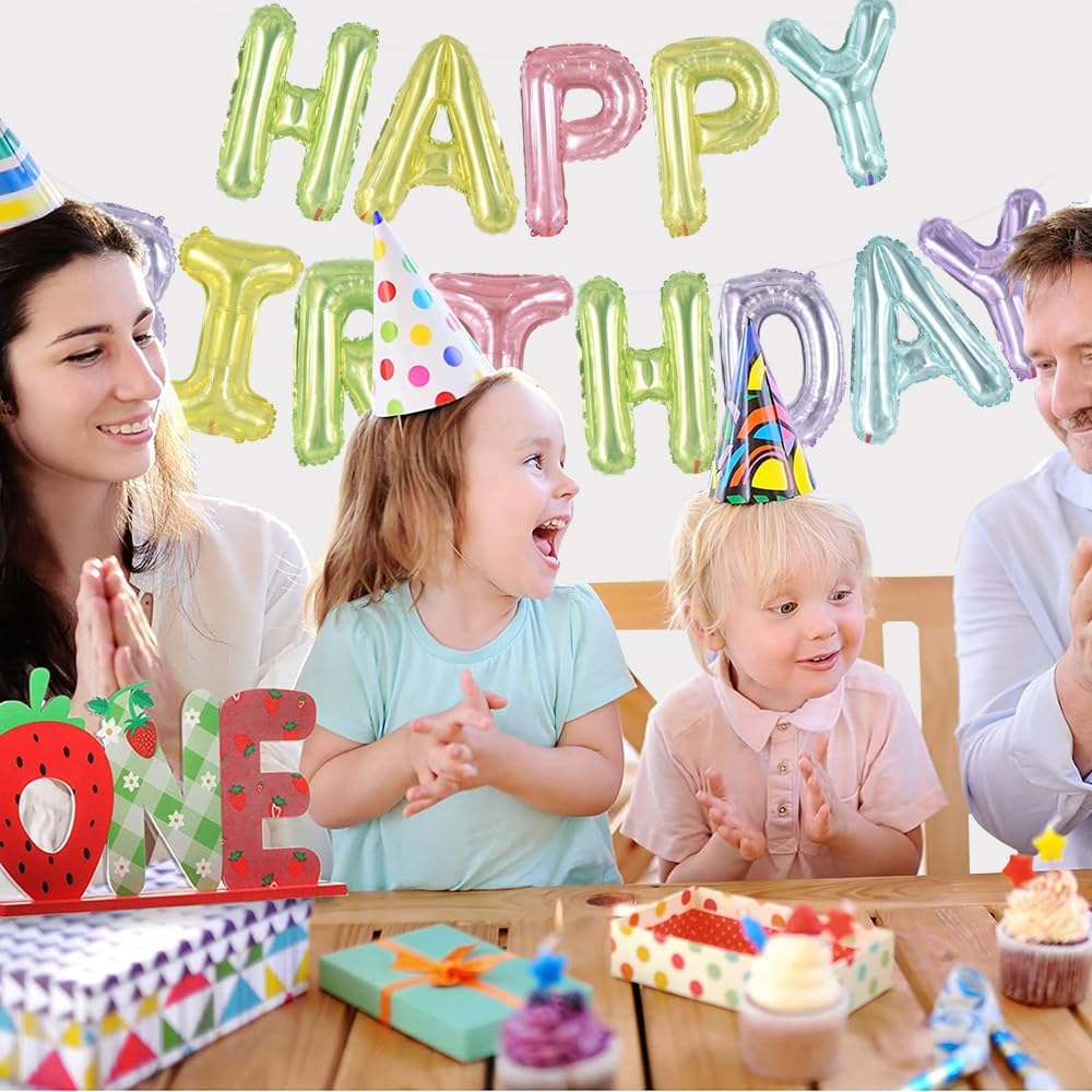 Happy Birthday Balloons Banner 16 Inch Mylar Foil Letters Birthday Sign Bunting for Girls Boys Kids &#x26; Adults Birthday Decorations and Party Supplies&#xFF08;Different Color&#xFF09;