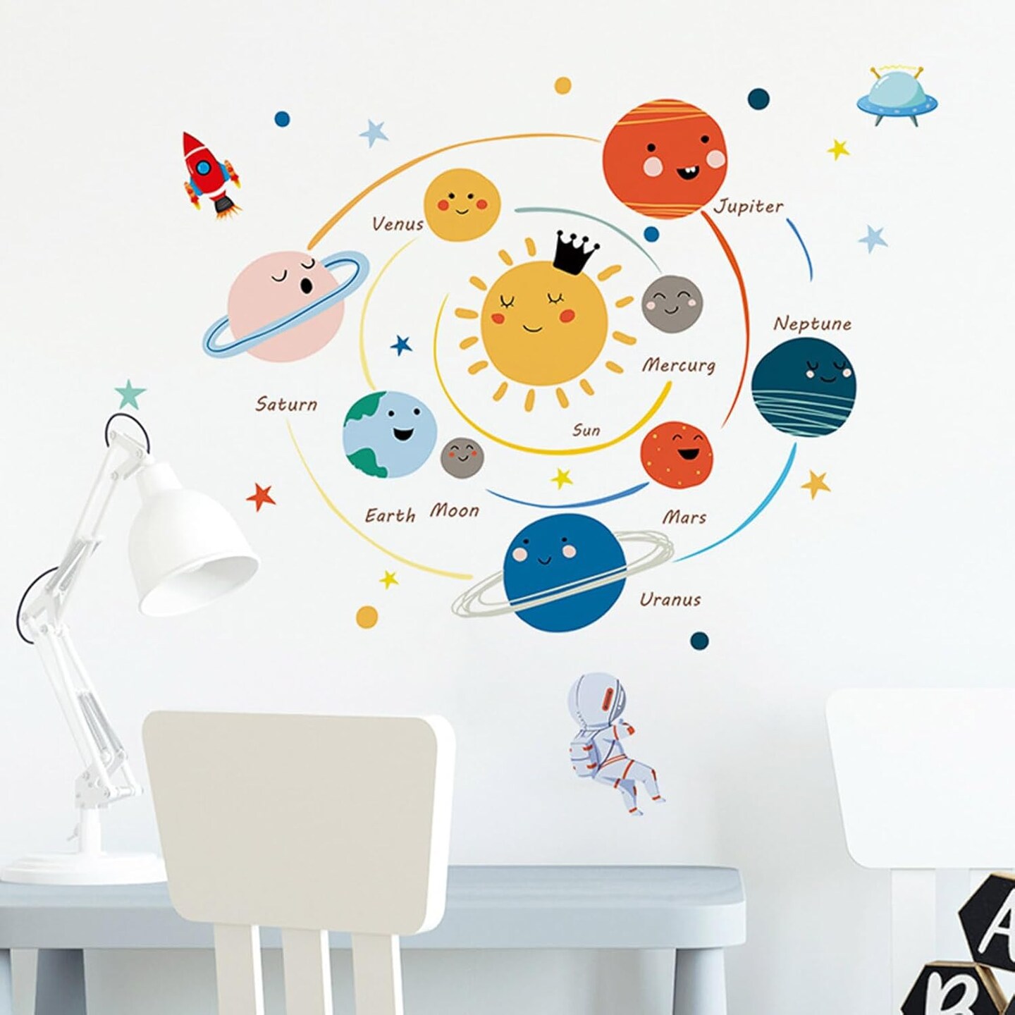 Solar System Wall Stickers – Planet & Space Decals for Kids’ Bedroom, Nursery & Classroom