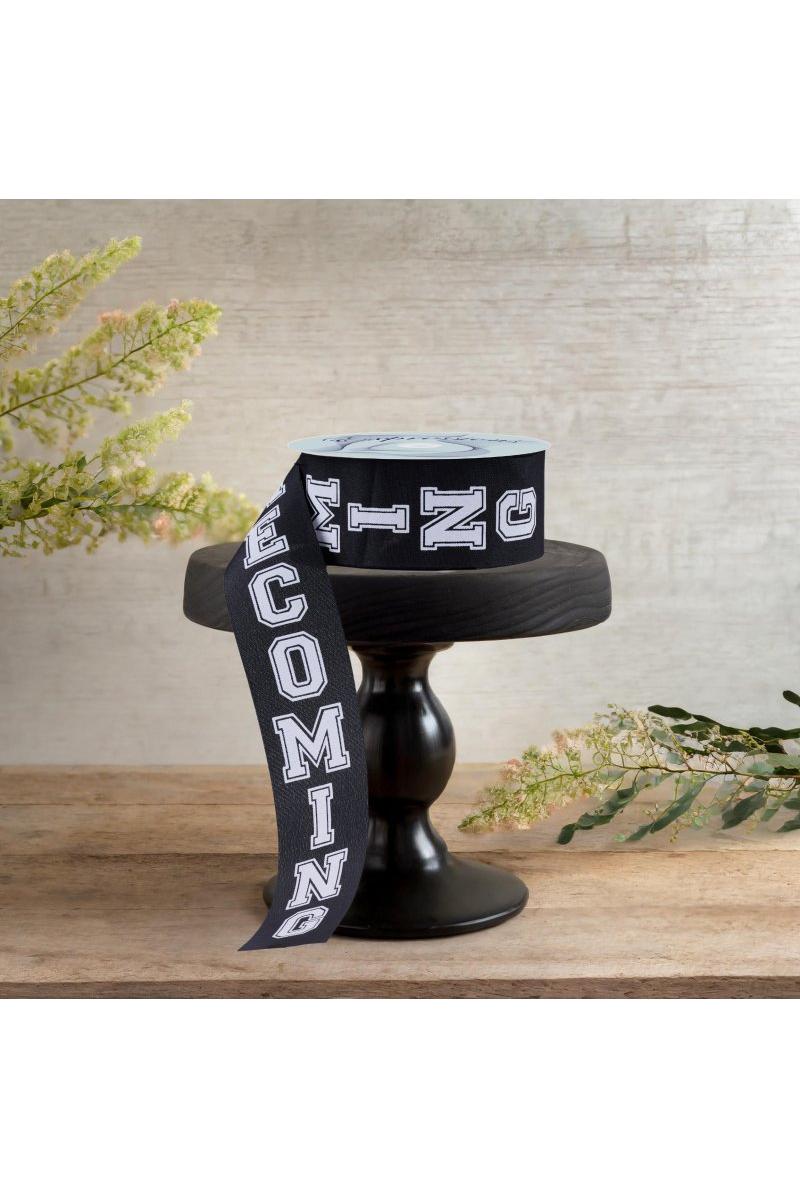 1.5&#x22; Homecoming Ribbon: Black/White (100 Feet)