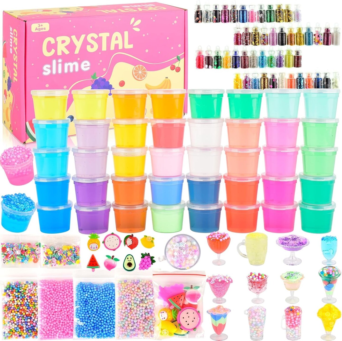 Fruit Slime Kit for Girls, Slime Gift for Ages 6+ Kids Fun Slime Making Kit Awesome Craft Toy Birthday Present Ideas, Christmas Party Favors, Peach Charms, Fruit Scented DIY Slime Supplies.