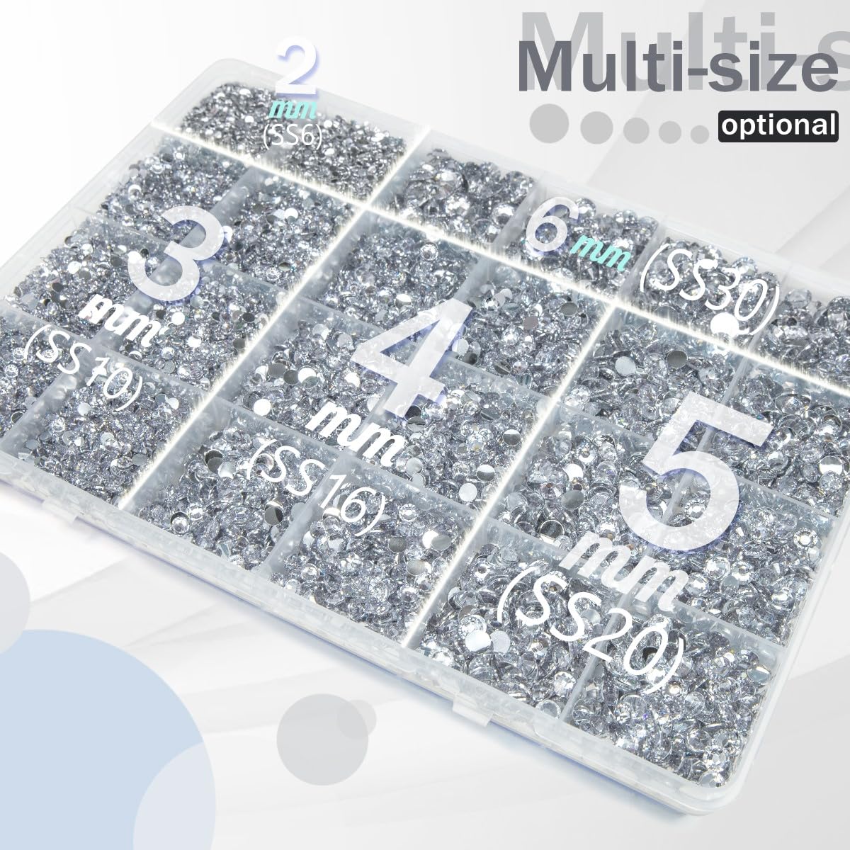 Silver Clear Flatback Resin Rhinestones with Glue - 2/3/4/5/6MM