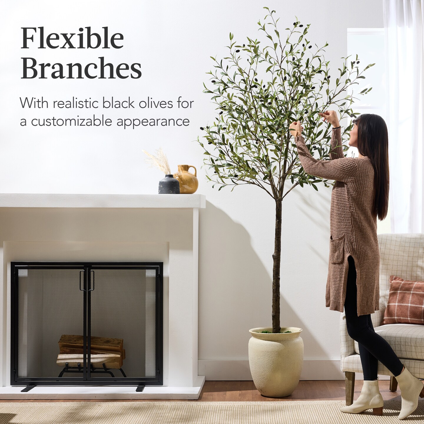 Best Choice Products Artificial Olive Tree, Lifelike Faux Tree, Home Accent D&#xE9;cor w/ Planter Pot, Realistic Trunk