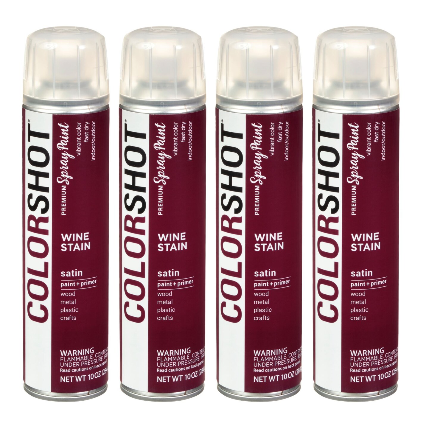 COLORSHOT Satin Spray Paint Wine Stain (Burgundy) 10 oz. 4 Pack
