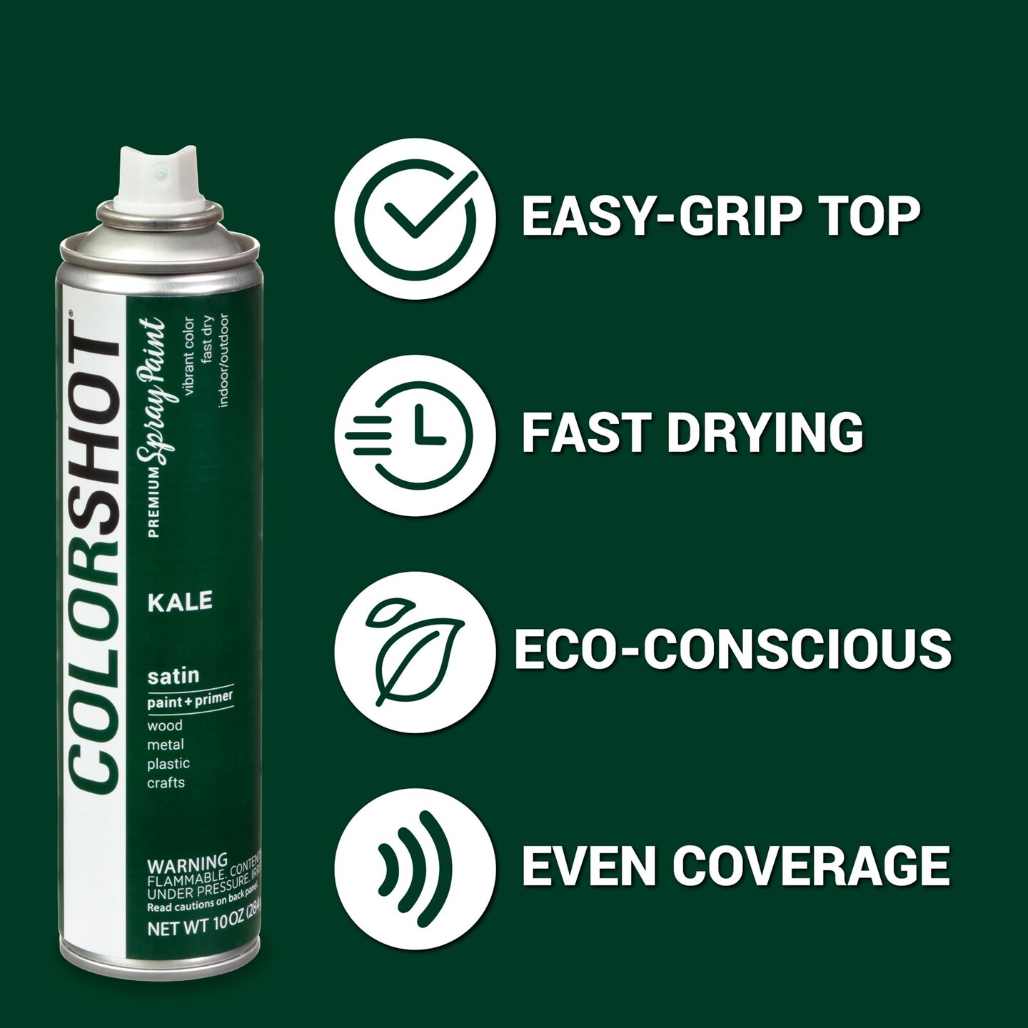 COLORSHOT Satin Spray Paint Kale (Dark Green) 10 oz. 4 Pack