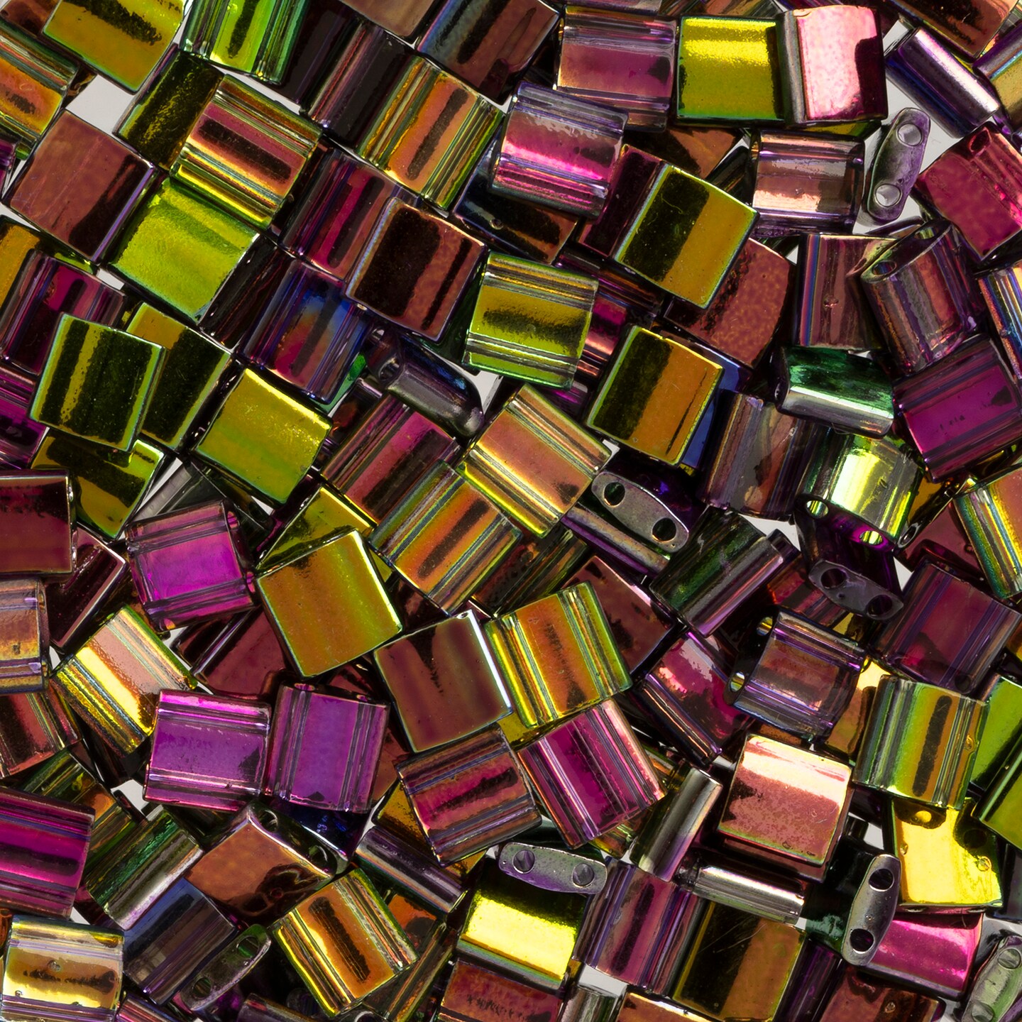 Miyuki Tila 5mm Transparent Metallic Glass Beads, 50g