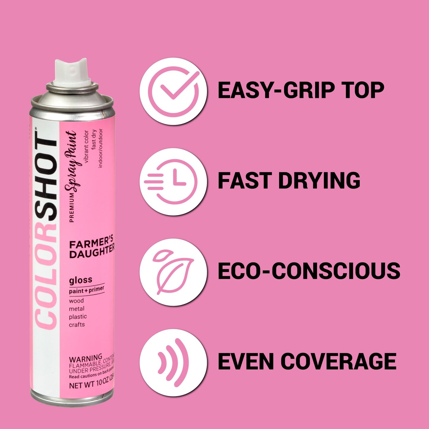 COLORSHOT Gloss Spray Paint Farmer&#x27;&#x27;s Daughter (Pink) 10 oz. 4 Pack