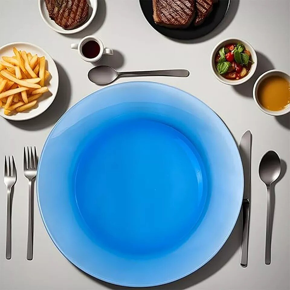 4 pc Cobalt Blue Glass Dessert Plate Glass Side Plate Set Bread Plate 9&#x22; Plates
