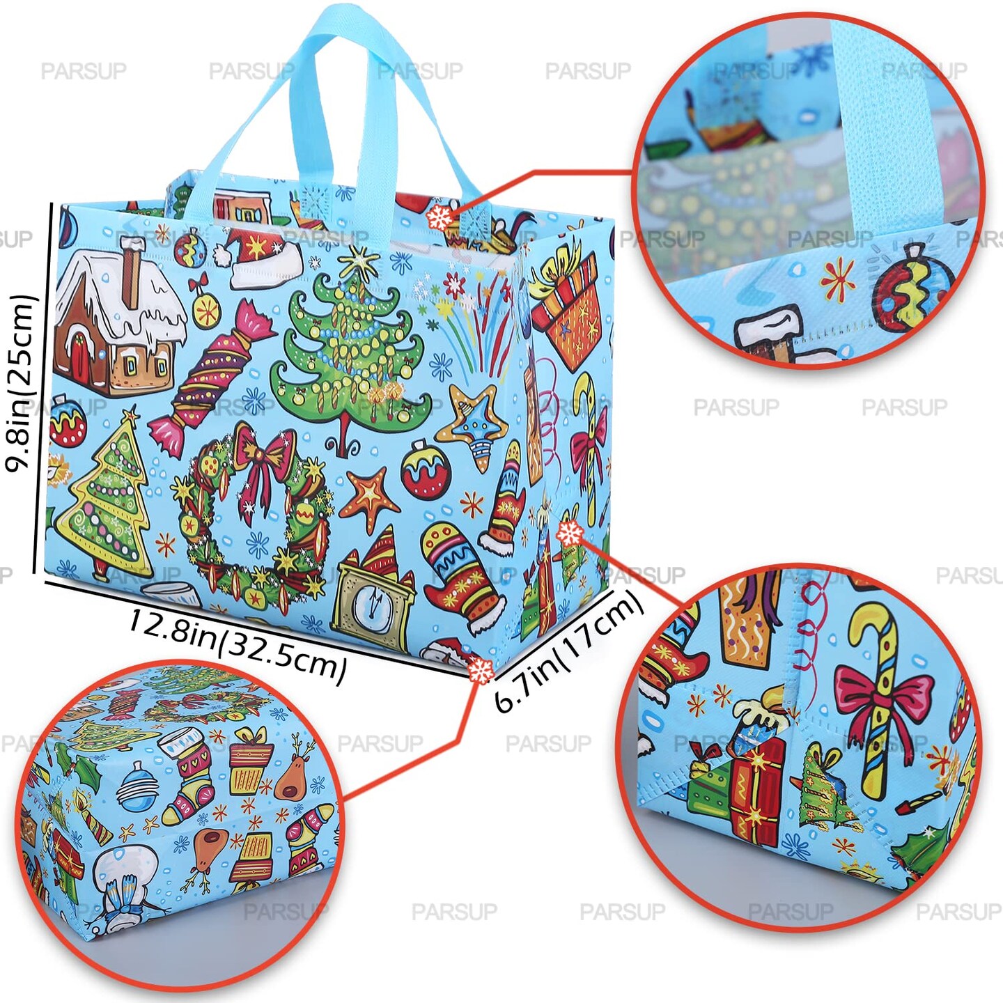 8PCS Christmas Gift Bags,Christmas Tote Bags with Handles