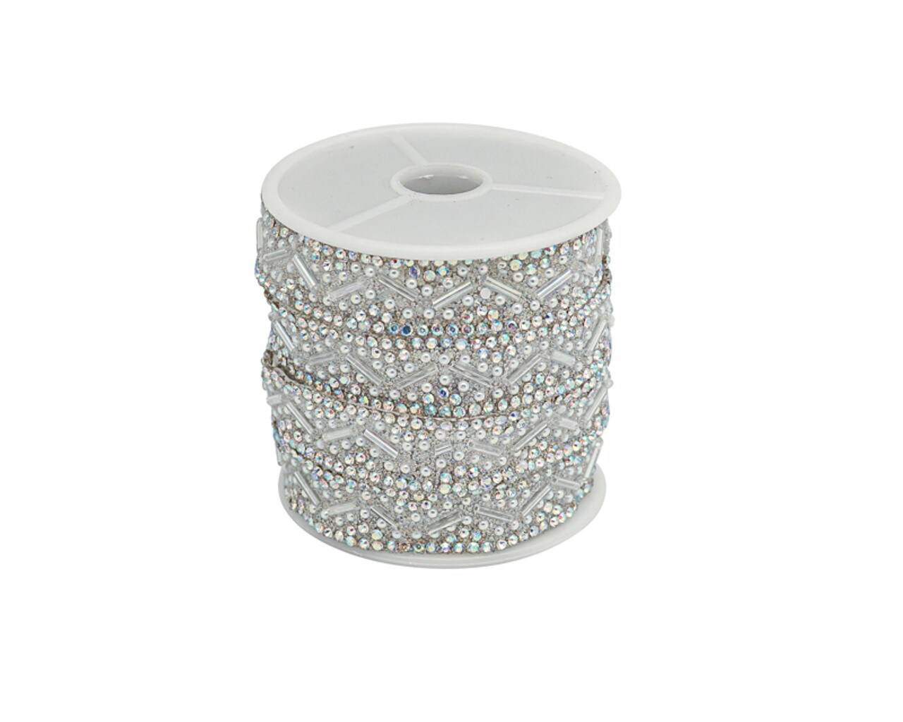 1/2" x 5 Yards Silver / AB Crystal Cluster Iron-On Rhinestone Trim