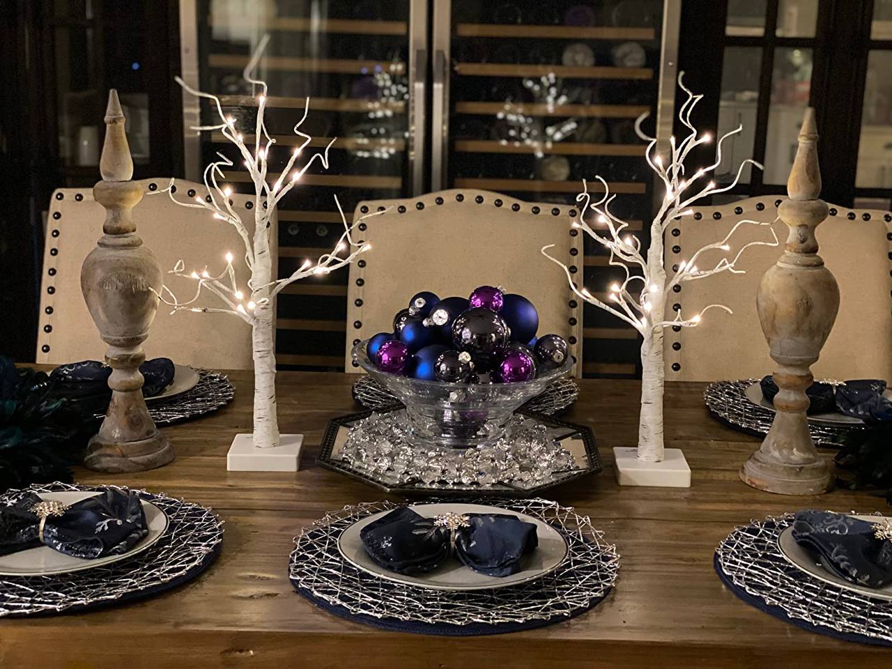 Birch Tree with 24 LED Lights Mini Christmas Tree Wedding Centerpiece Table Decorations Indoor Home Fireplace Decor