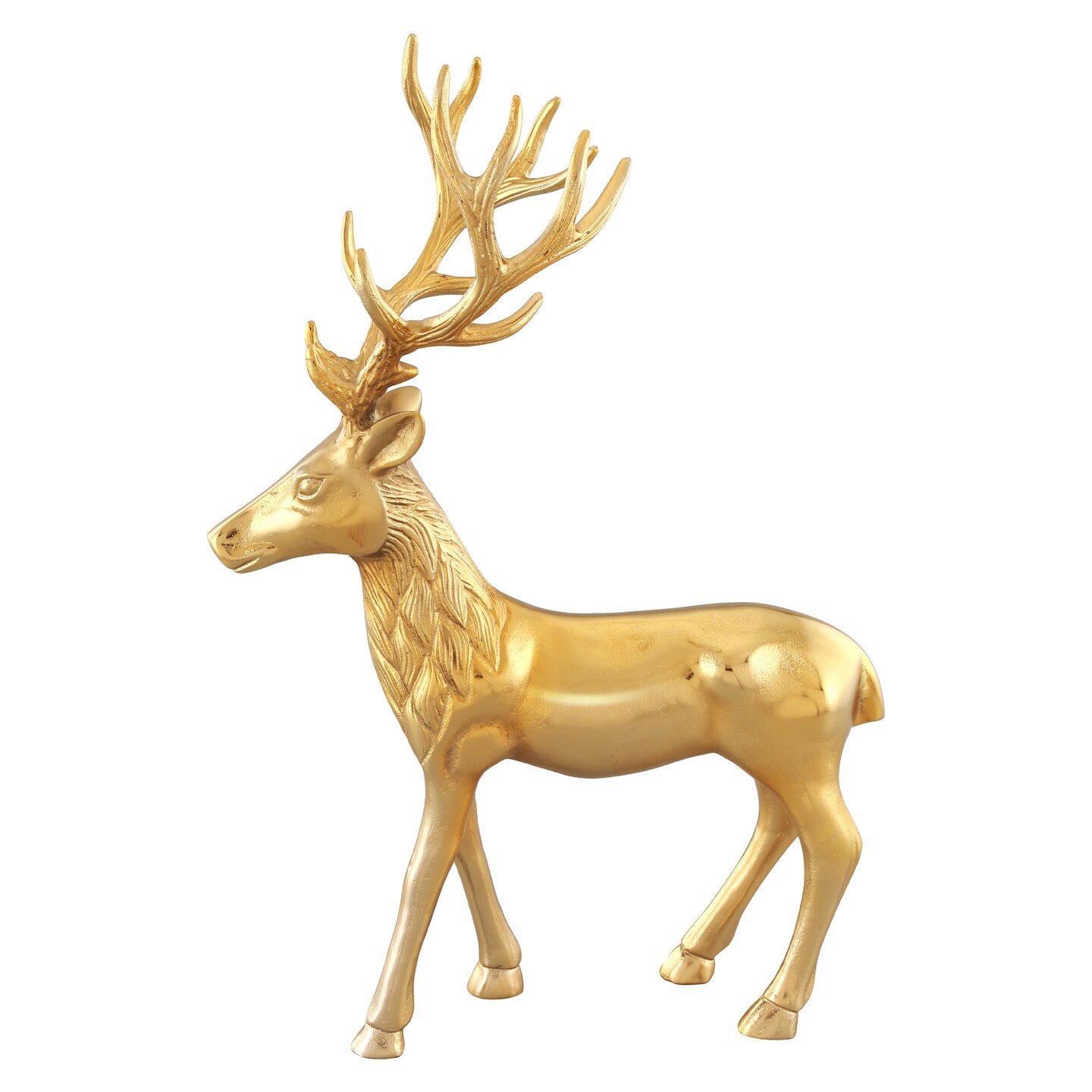 Standing Reindeer Statue Aluminum Deer Sculpture for Indoors Christmas Decor