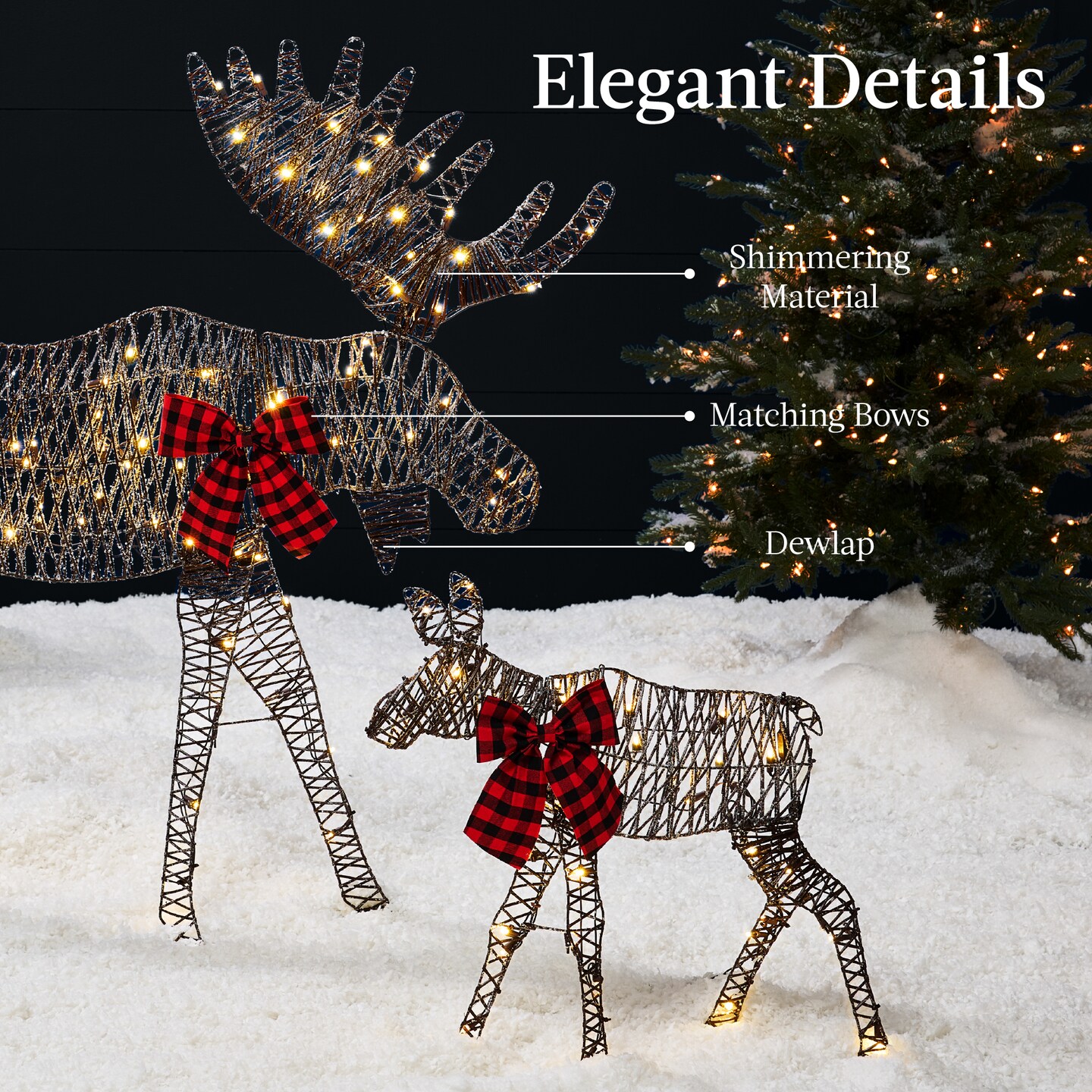 Best Choice Products 4ft 2-Piece Lighted 2D Christmas Moose Set Outdoor D&#xE9;cor w/ 125 LED Lights, Stakes