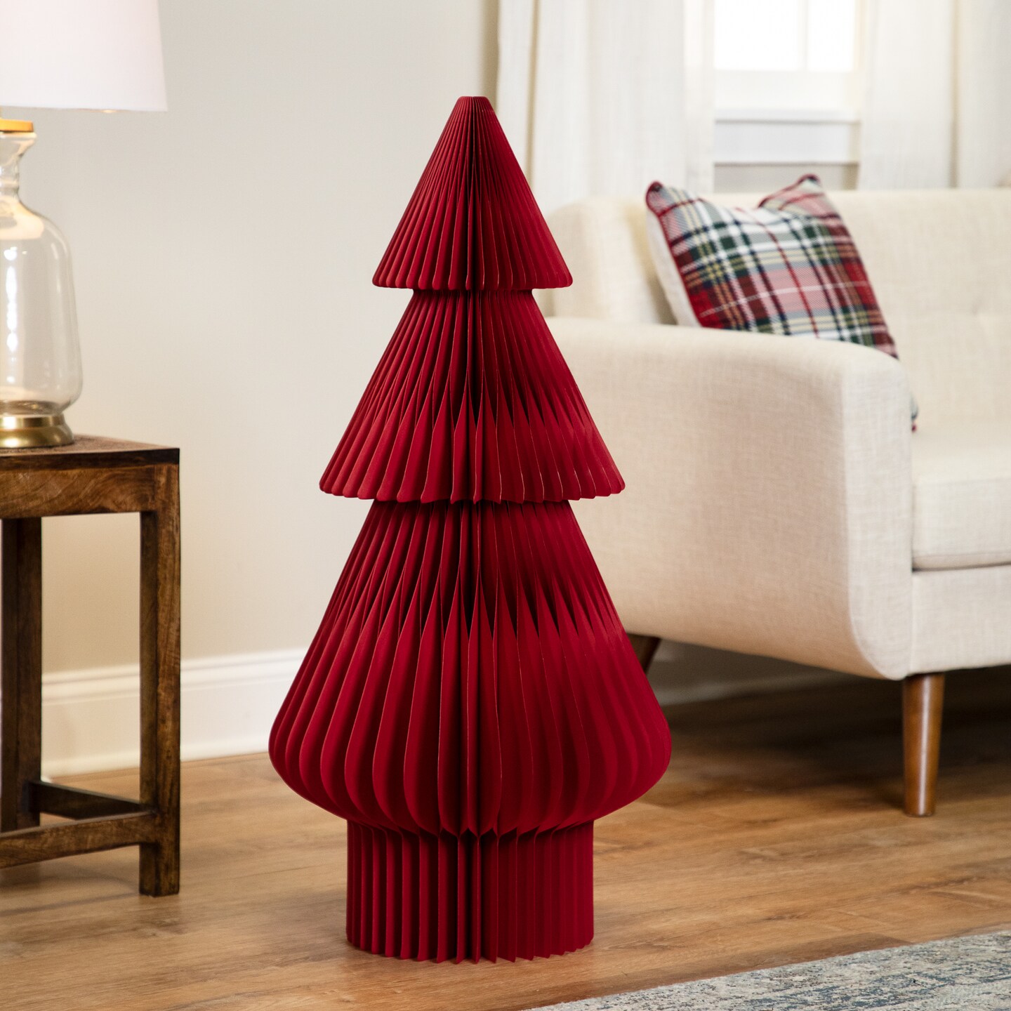 Northlight Accordion Honeycomb Foldable Paper Christmas Tree - 3&#x27; - Red