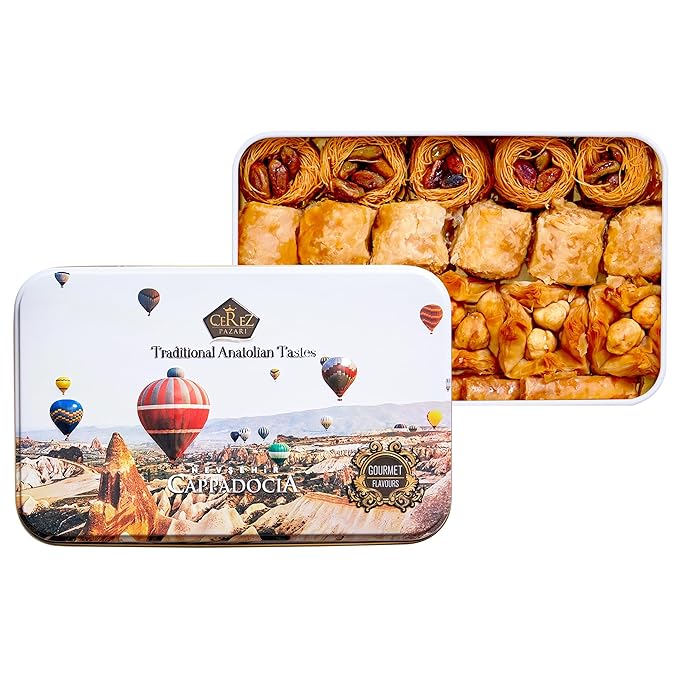 Rich Pistachios, Walnuts, Hazelnuts and Cashews, Halal Shatila Baklava, Traditional Turkish Arabic Dessert Gift Box, Sweet Food Gifts for Women