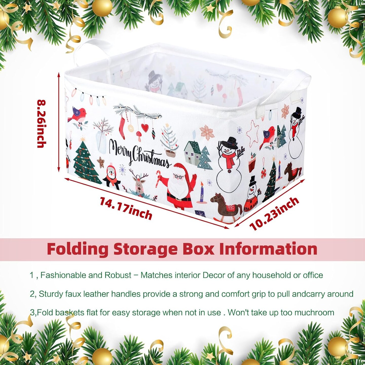 6 Pcs Large Christmas Storage Basket Foldable Christmas Gift Basket