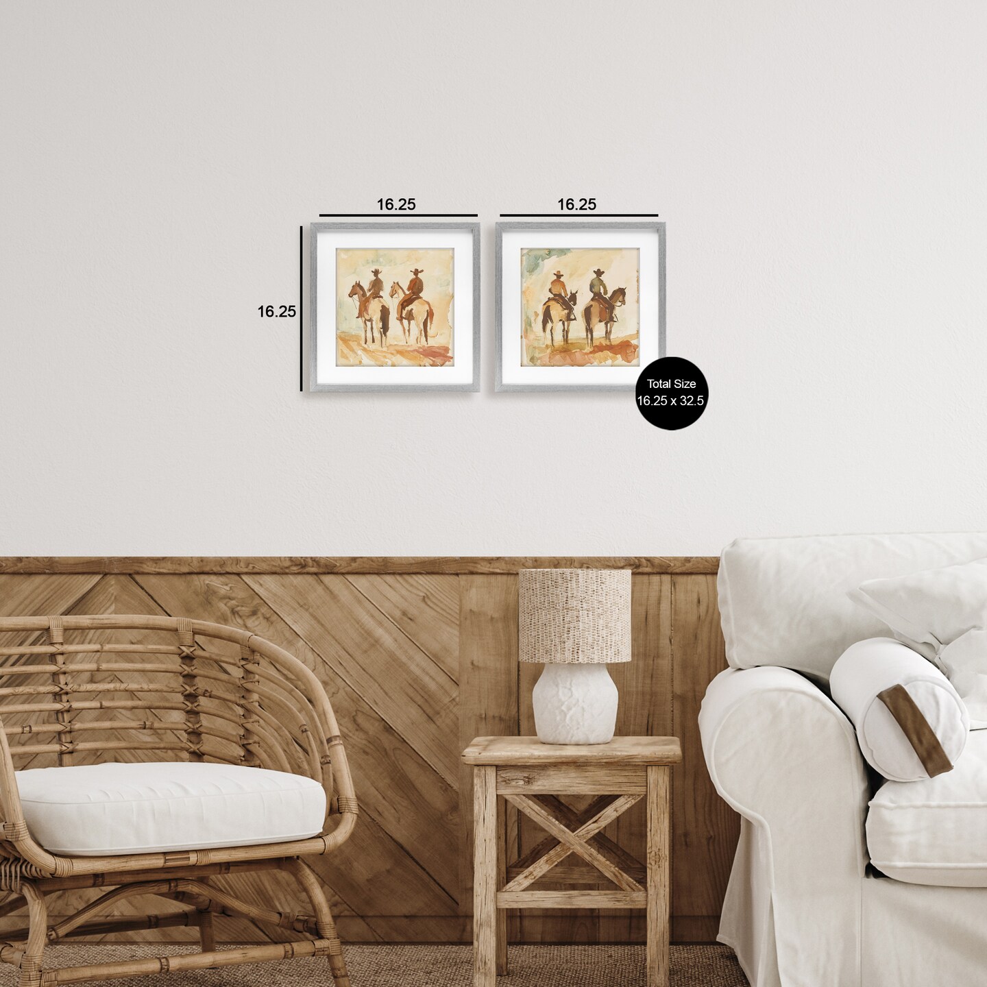 Stupell Industries Western Watercolor Cowboy Pairs 2pc Framed Print Under Glass Set, design by Petal Prints Design