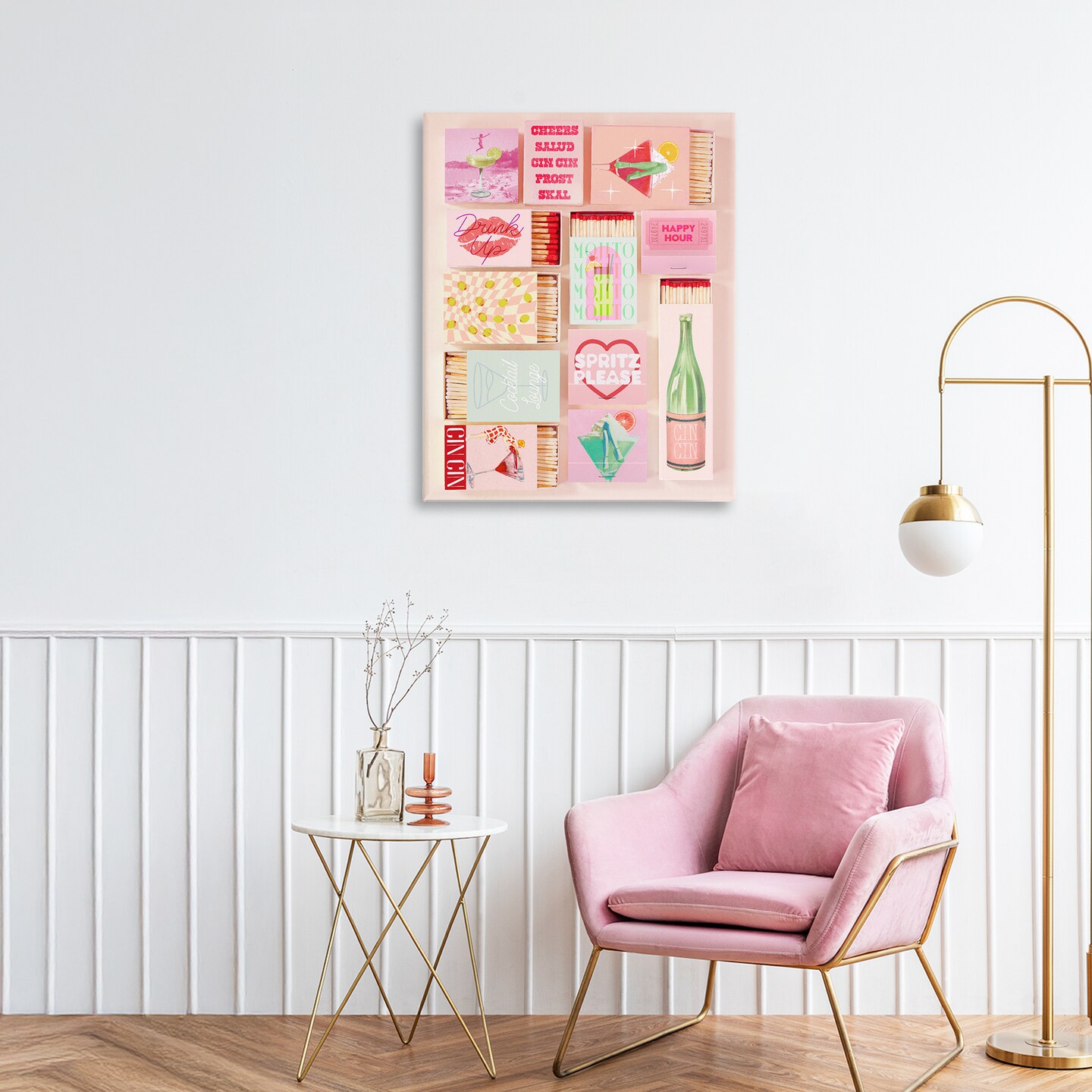 Stupell Industries Glam Cocktails Retro Matches Canvas, design by Lil' Rue