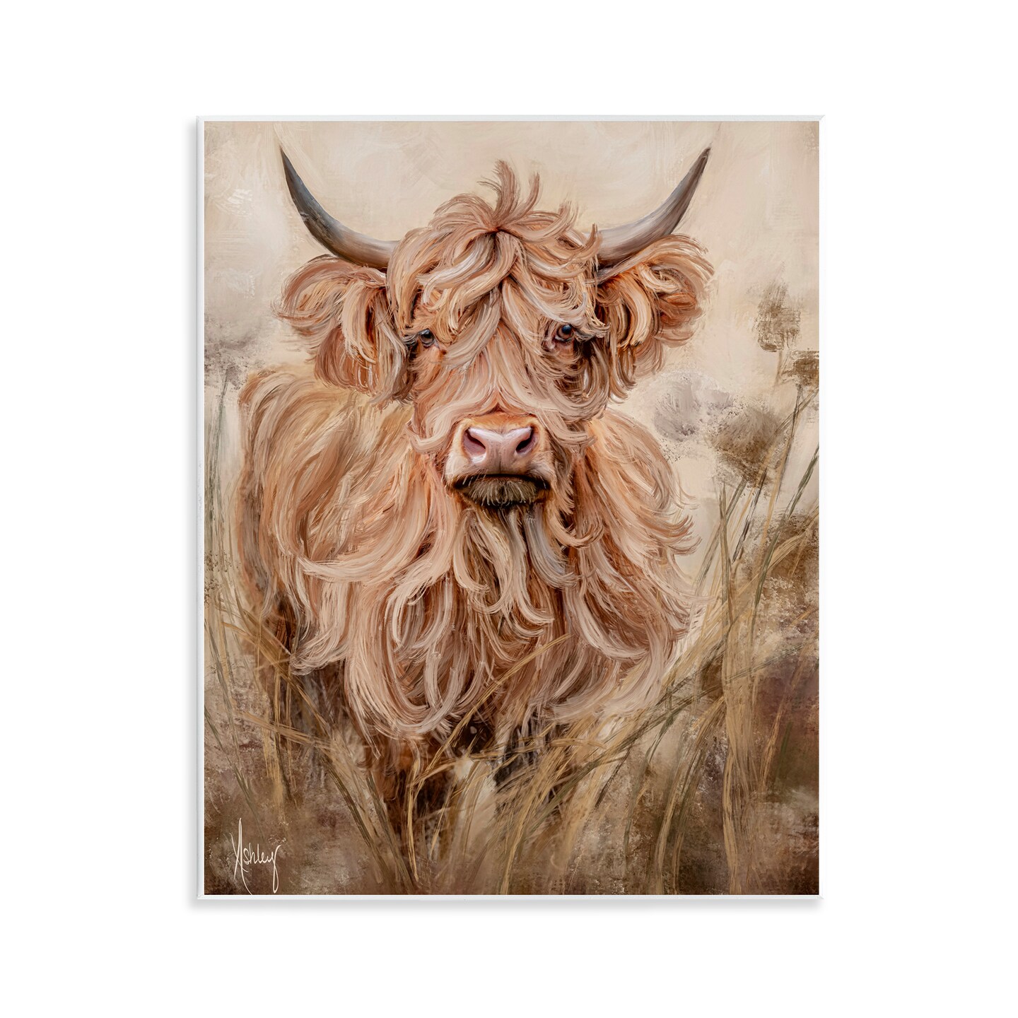Stupell Industries Curly Haired Highland Cattle Wall Plaque, design by Ashley Bradley