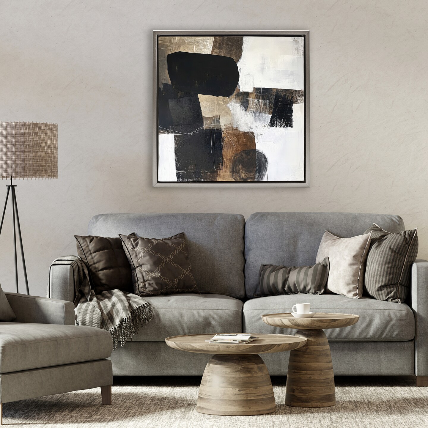 Stupell Industries Earthly Hues Abstract Design Floating Frame, design by Petal Prints Design