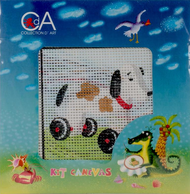 DIY Collection D&#x27;Art Wooden Dog Needlepoint Beginner Kids Kit 4&#x22; x 4&#x22;