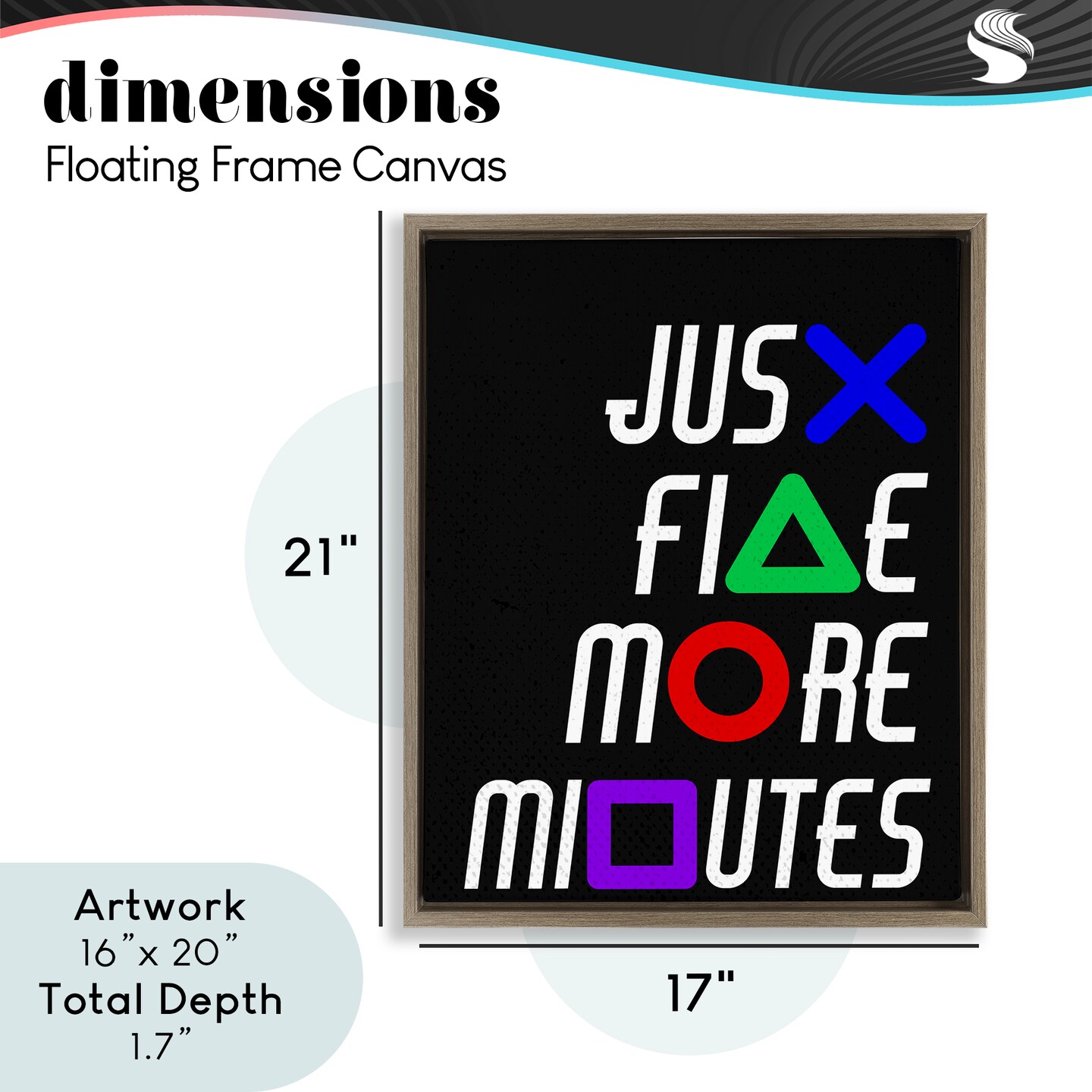 Stupell Industries Just Five Minutes Gamer Buttons Floating Frame, design by Kim Allen