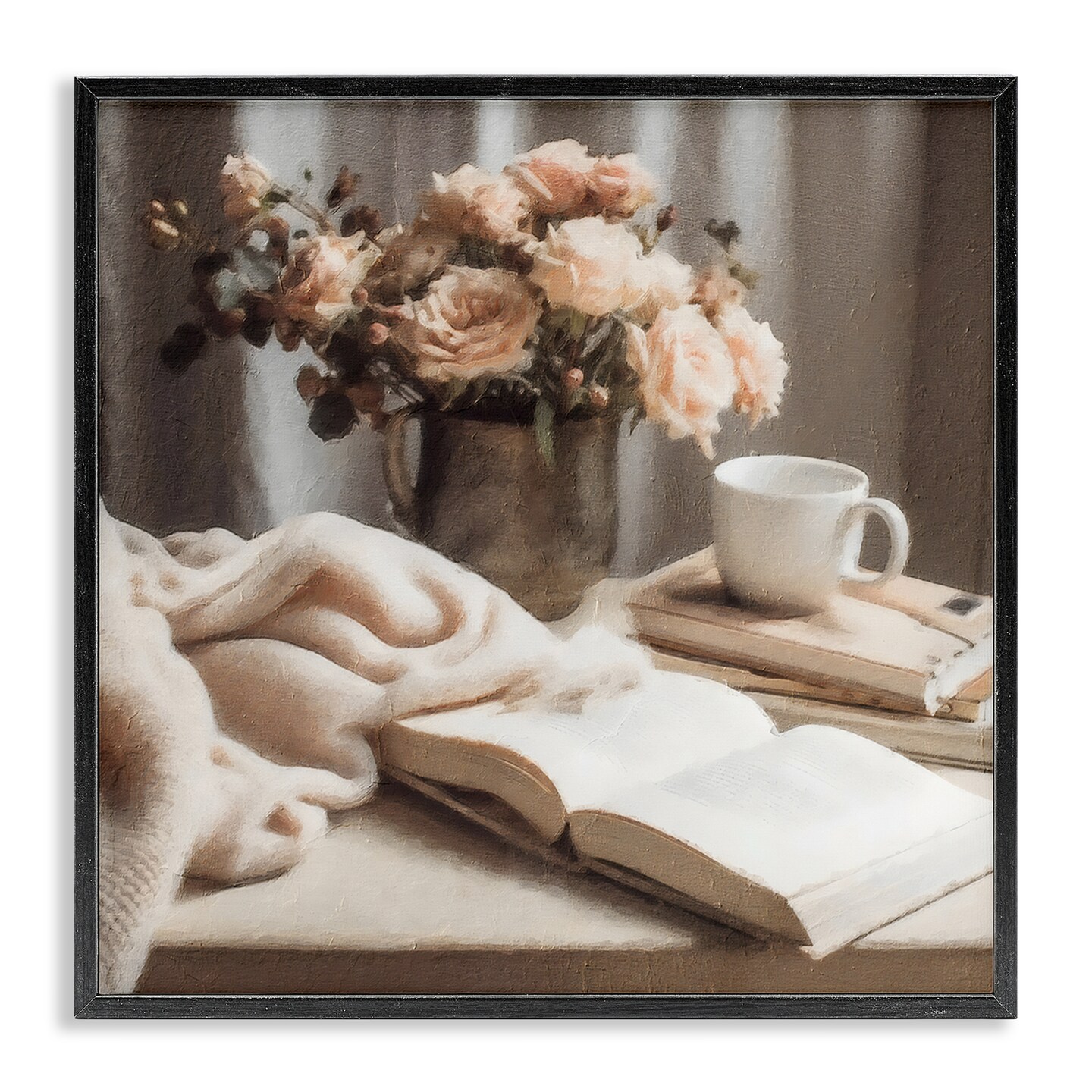 Stupell Industries Morning Coffee Floral Journaling Framed Giclee, design by Riley B