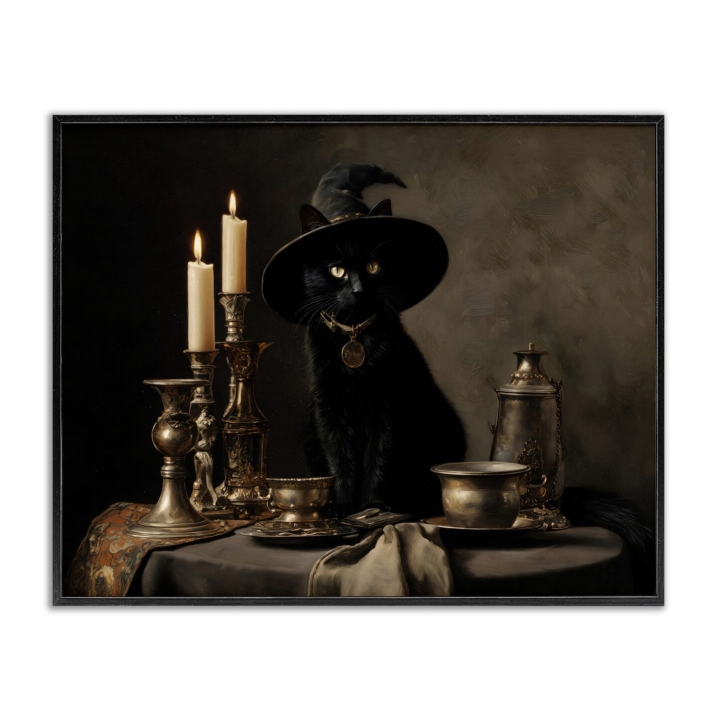 Stupell Industries Vintage Witchy Black Cat Framed Giclee, design by Arlington Prints
