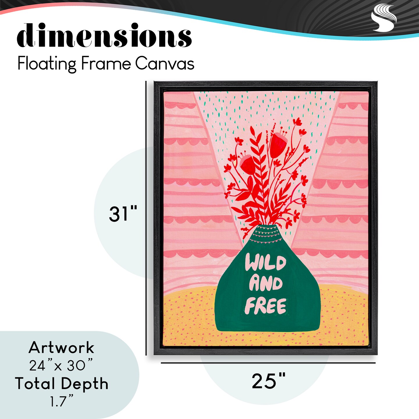 Stupell Industries Midcentury Wild And Free Floating Frame, design by Nabeela Rumi