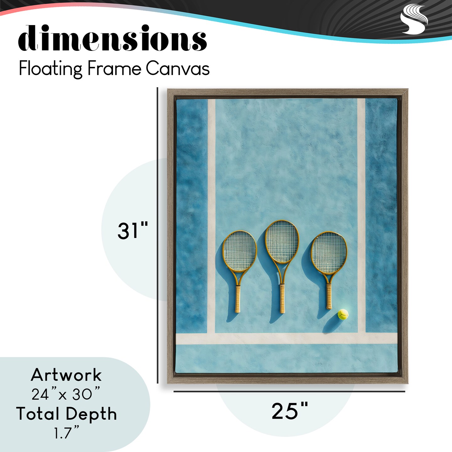 Stupell Industries Tennis Racket Trio Floating Frame, design by Franklyn Gregory