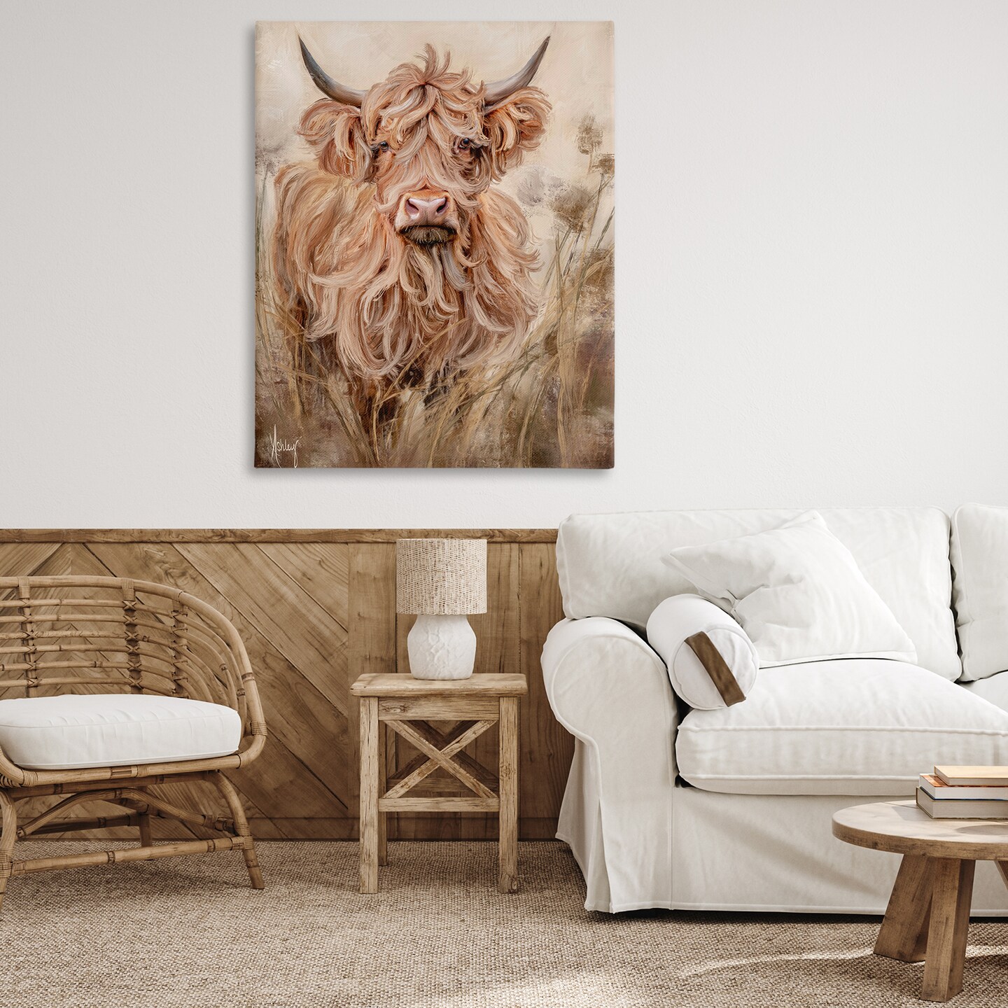 Stupell Industries Curly Haired Highland Cattle Canvas, design by Ashley Bradley