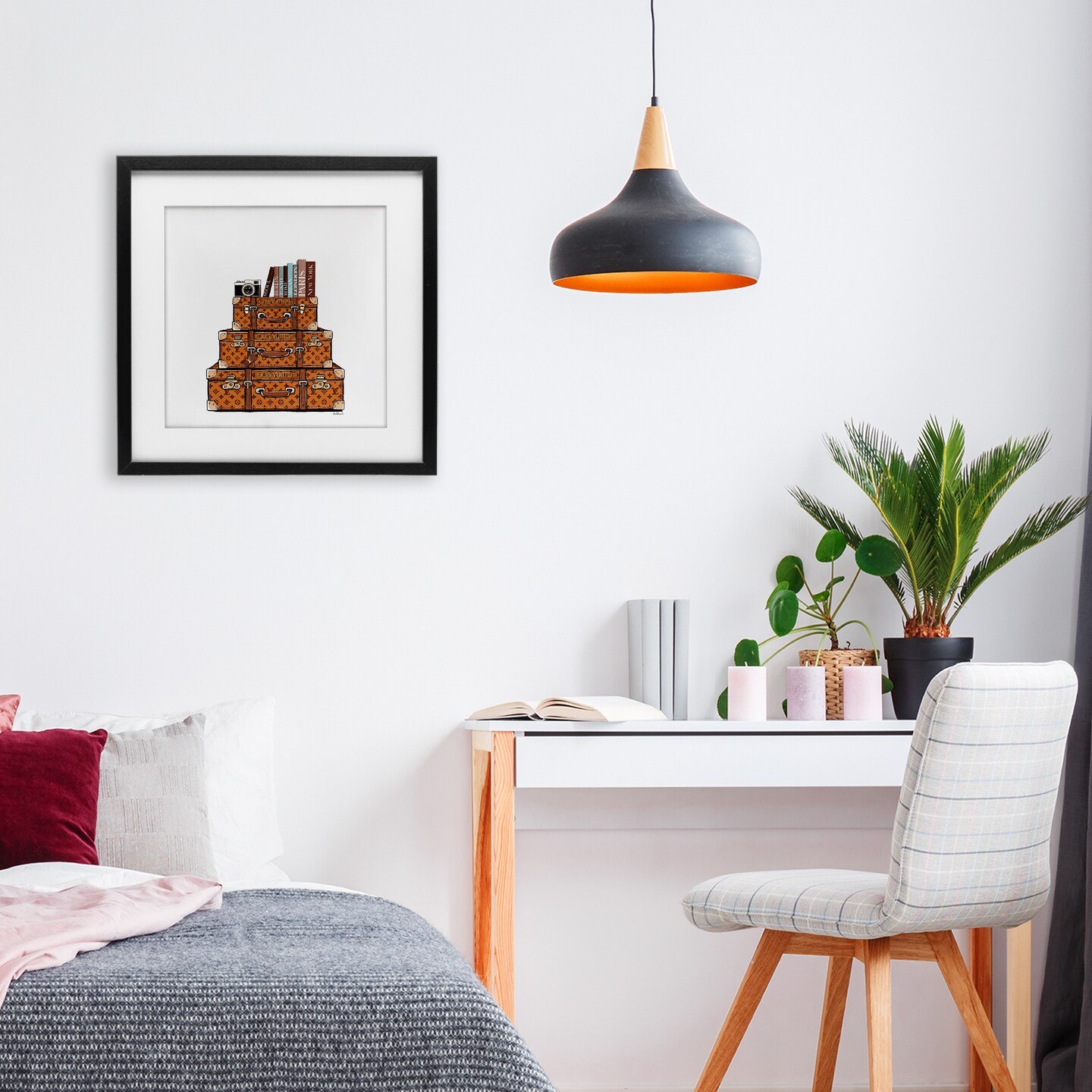 Stupell Industries Vintage Glam Luggage Stack Framed Print Under Glass, design by Amanda Greenwood