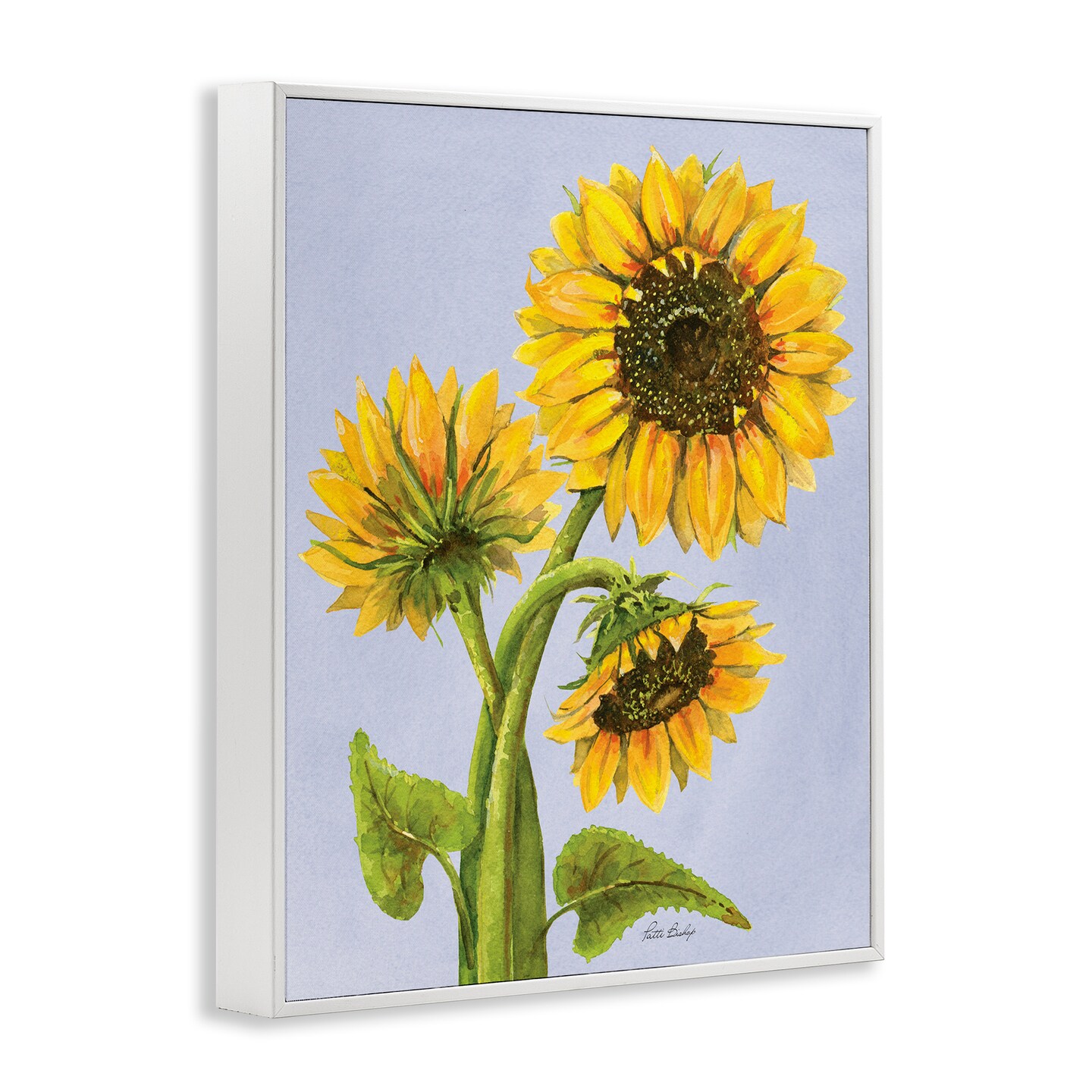 Stupell Industries Sunflower Trio Against Blue Framed Giclee, design by Patti Bishop