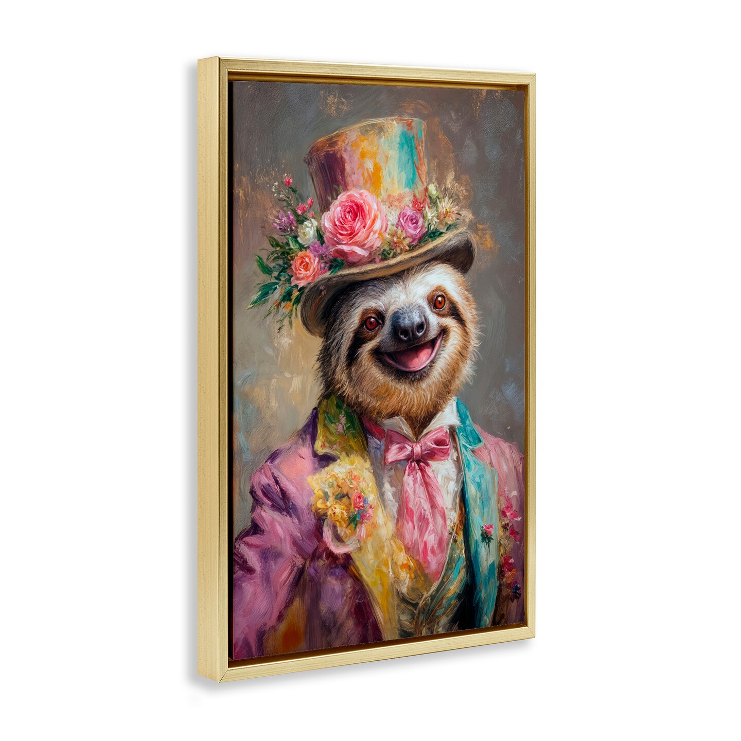 Stupell Industries Victorian Sloth Portrait Floating Frame, design by Wumples